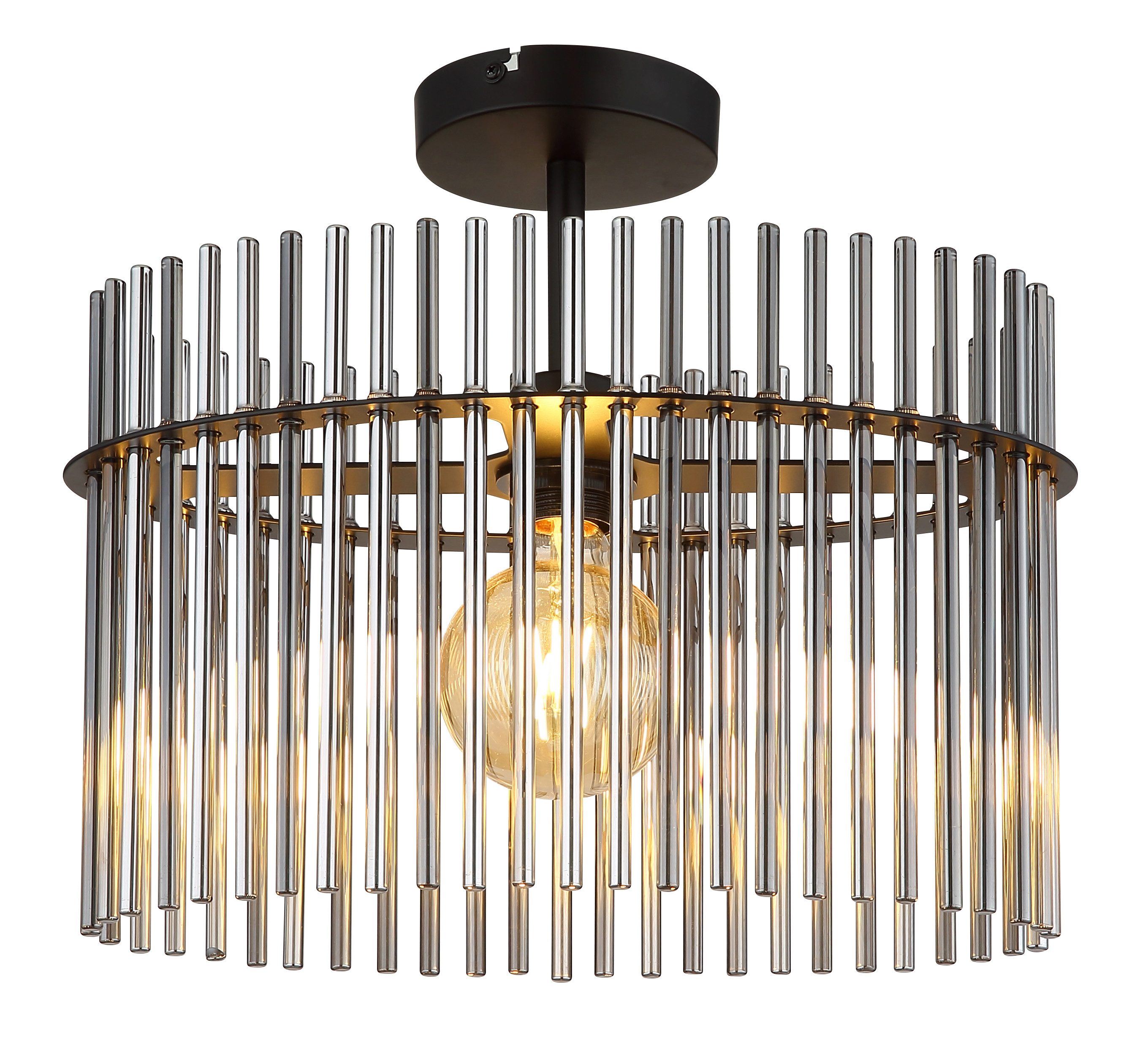 GLOBO LIGHTING Deckenleuchte GORLEY, ohne Leuchtmittel, Deckenlampe Glasstäbe rauchfarben LxBxH: 400x220x340mm