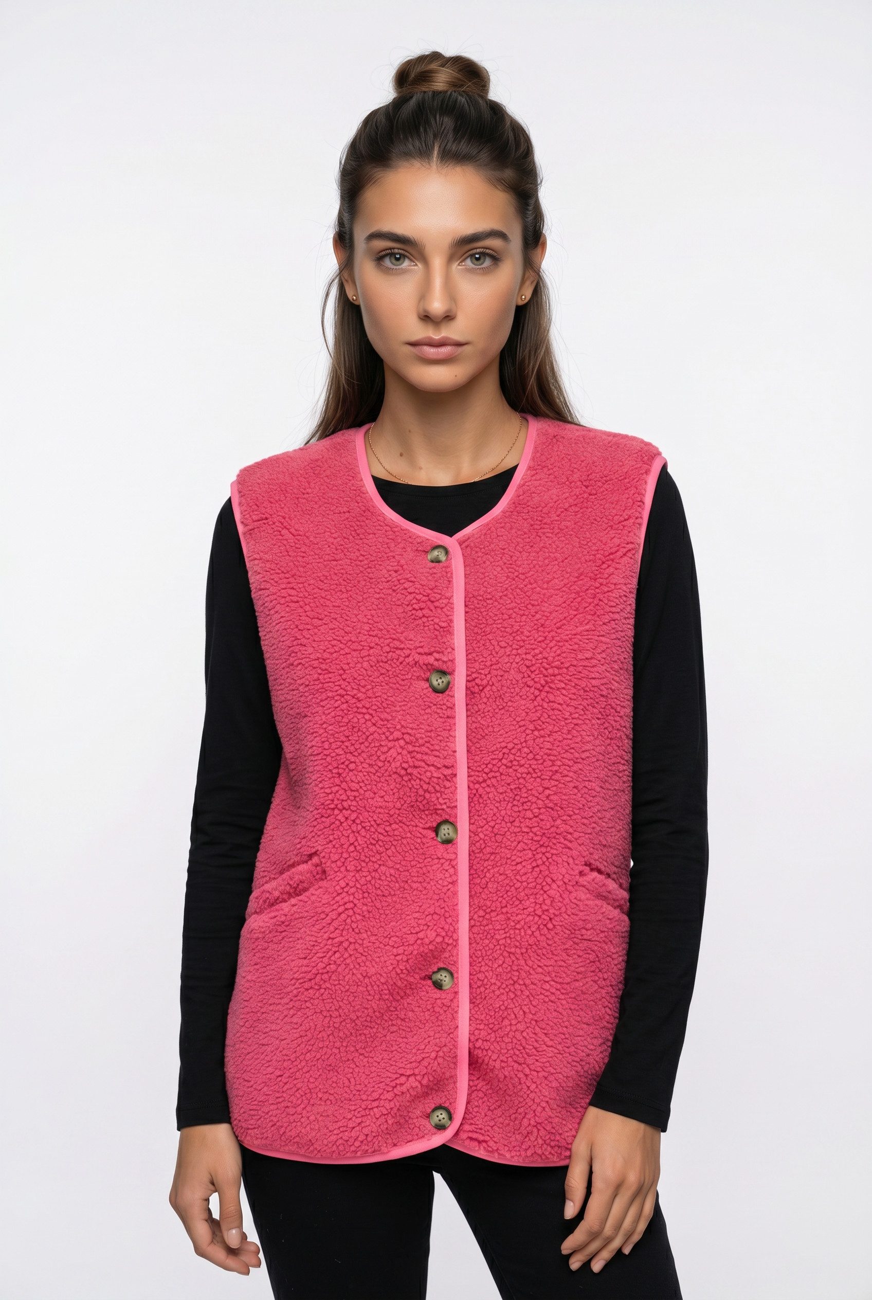 ONLY Plüschweste ONLBABY LIFE TEDDY VEST PNT CS Kunstfaser
