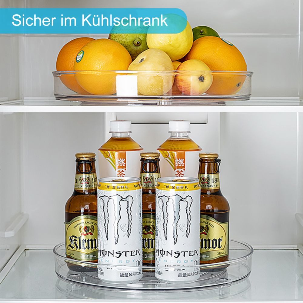 HUGERSTONE Make-Up Organizer kühlschrank organizer drehteller küchen organizer, 27x27x4,6cm, 1-tlg., Werkstoff:PET+PVC, zum Aufbewahren und Organisieren von Kosmetik,Konserven,Gewürzen