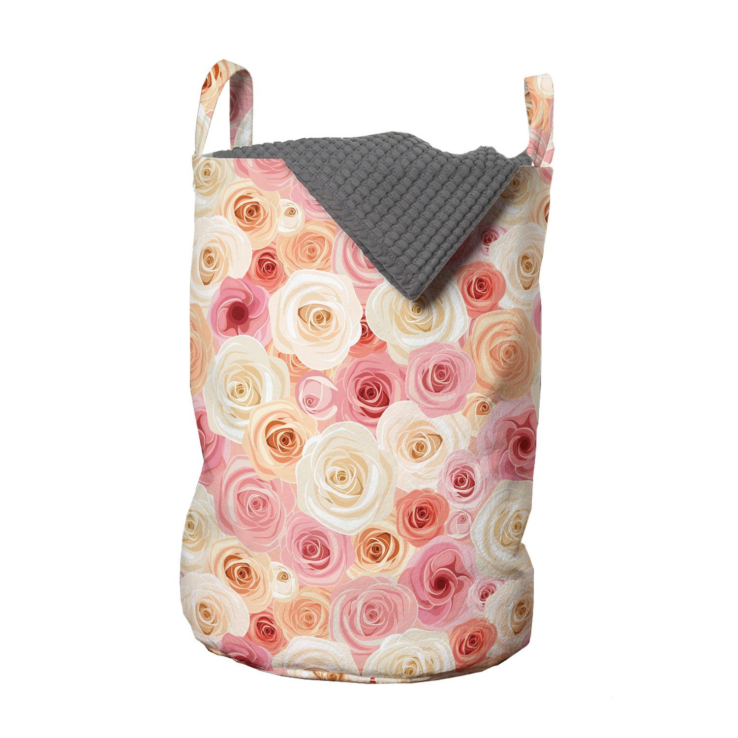 Kordelzugverschluss Petals Griffen Romantisches Wäschesäckchen für Abakuhaus Wäschekorb Waschsalons, Rose mit Pastell