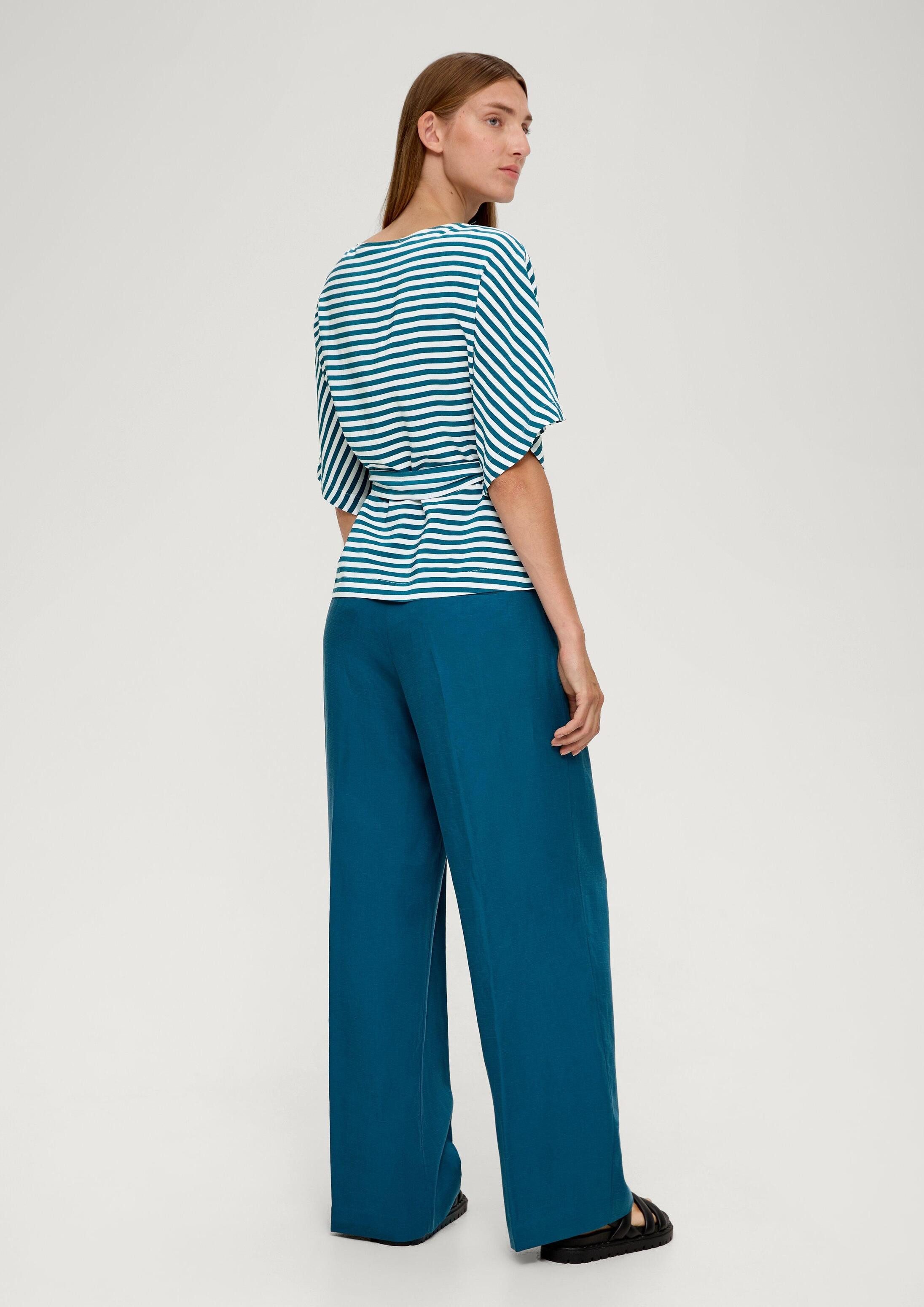 s.Oliver Kurzarmbluse Bluse Viskosebluse mit Bindeband