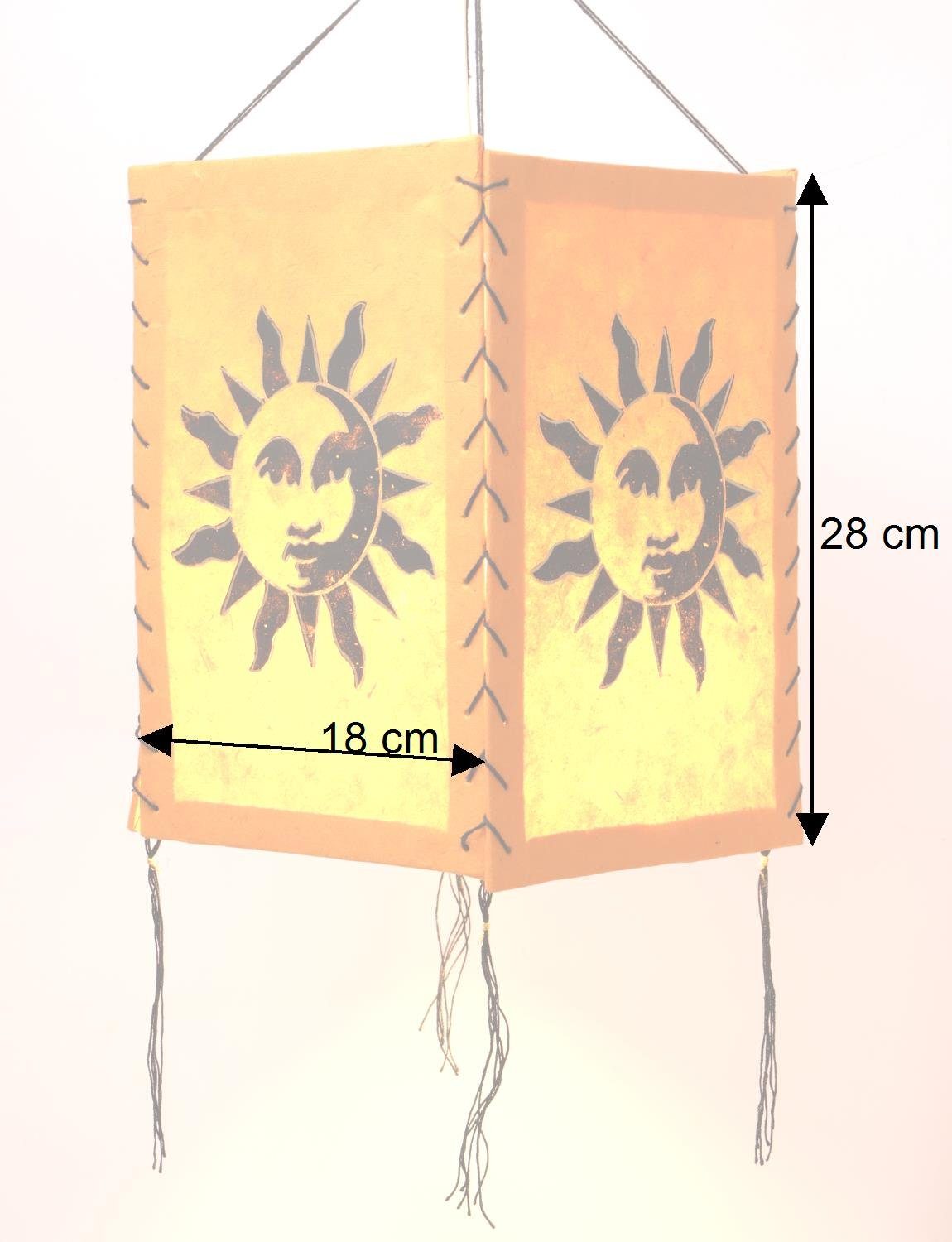 nicht Deckenleuchten Deckenleuchte.., Leuchtmittel orange Lokta inklusive Hänge 1 Guru-Shop Papier Lampenschirm, Sonne