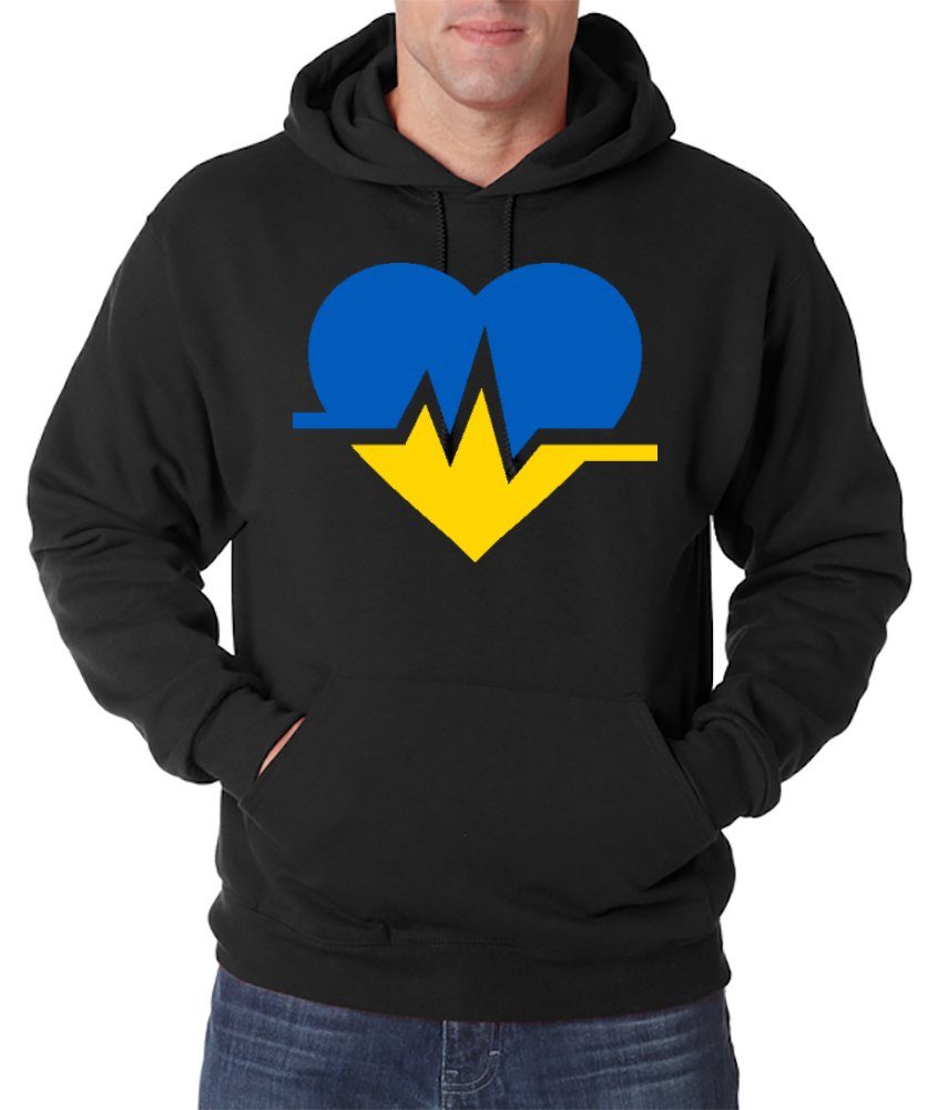 Hoodie mit Herzschlag Herren Flagge Youth Aufdruck Pullover Ukraine Designz Kapuzenpullover