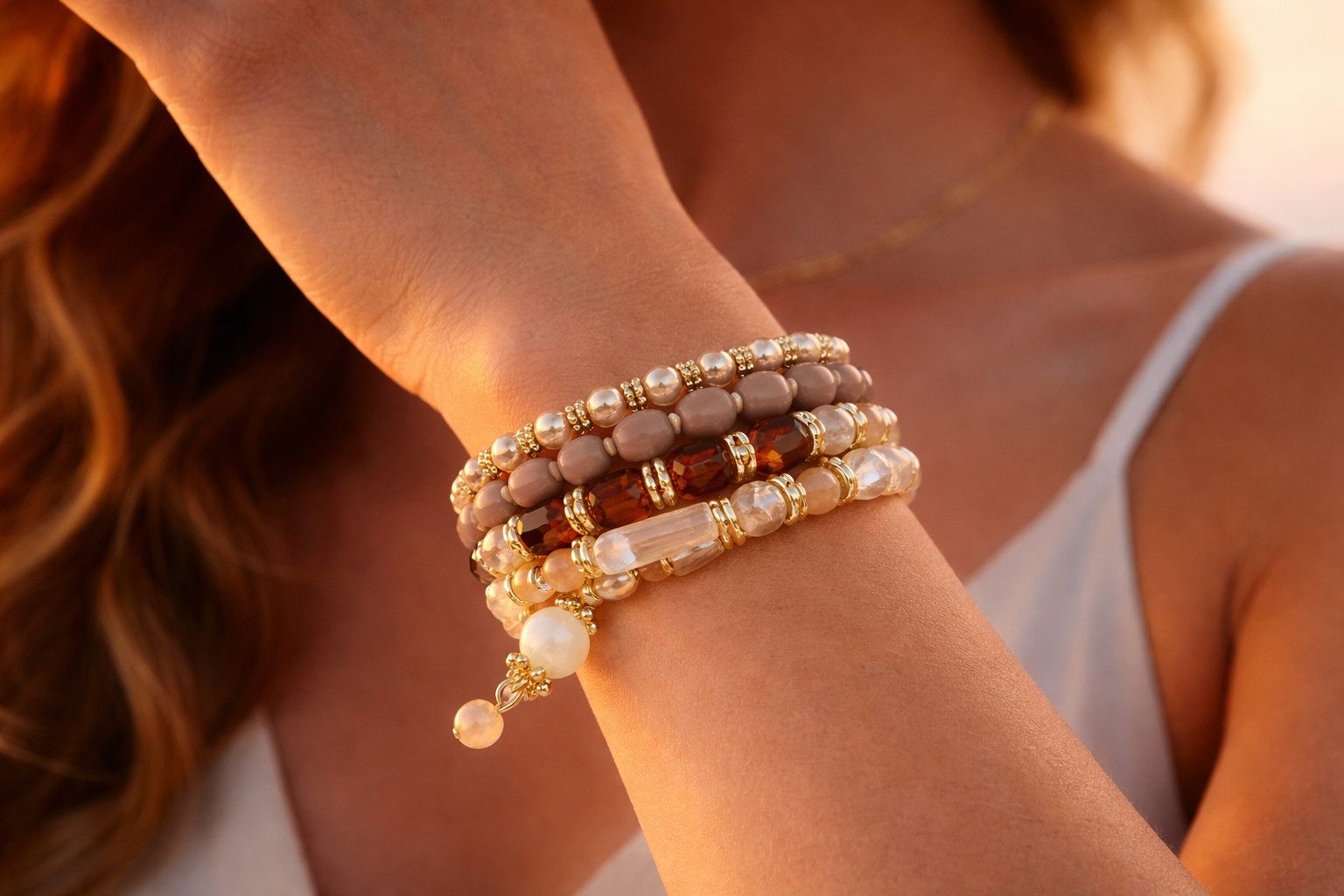 Living Oak Armband Emerald Dream Armband „Turquoise Glow“ (Set, 4 teilig)