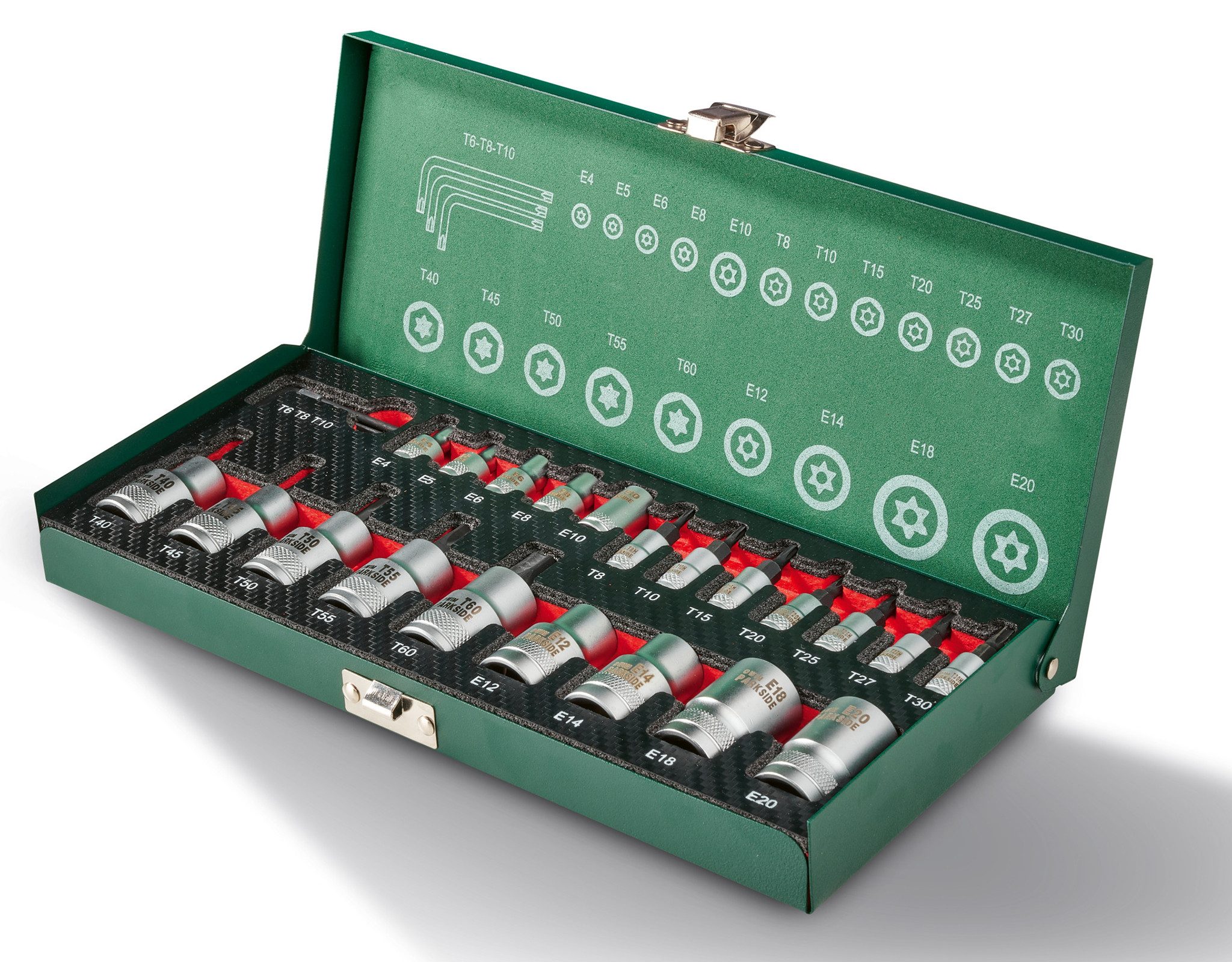 Bit- und Steckschlüsselset Parkside TX-Bit-Steckschlüsselsatz 24-teilig Nusssatz Torx in Box