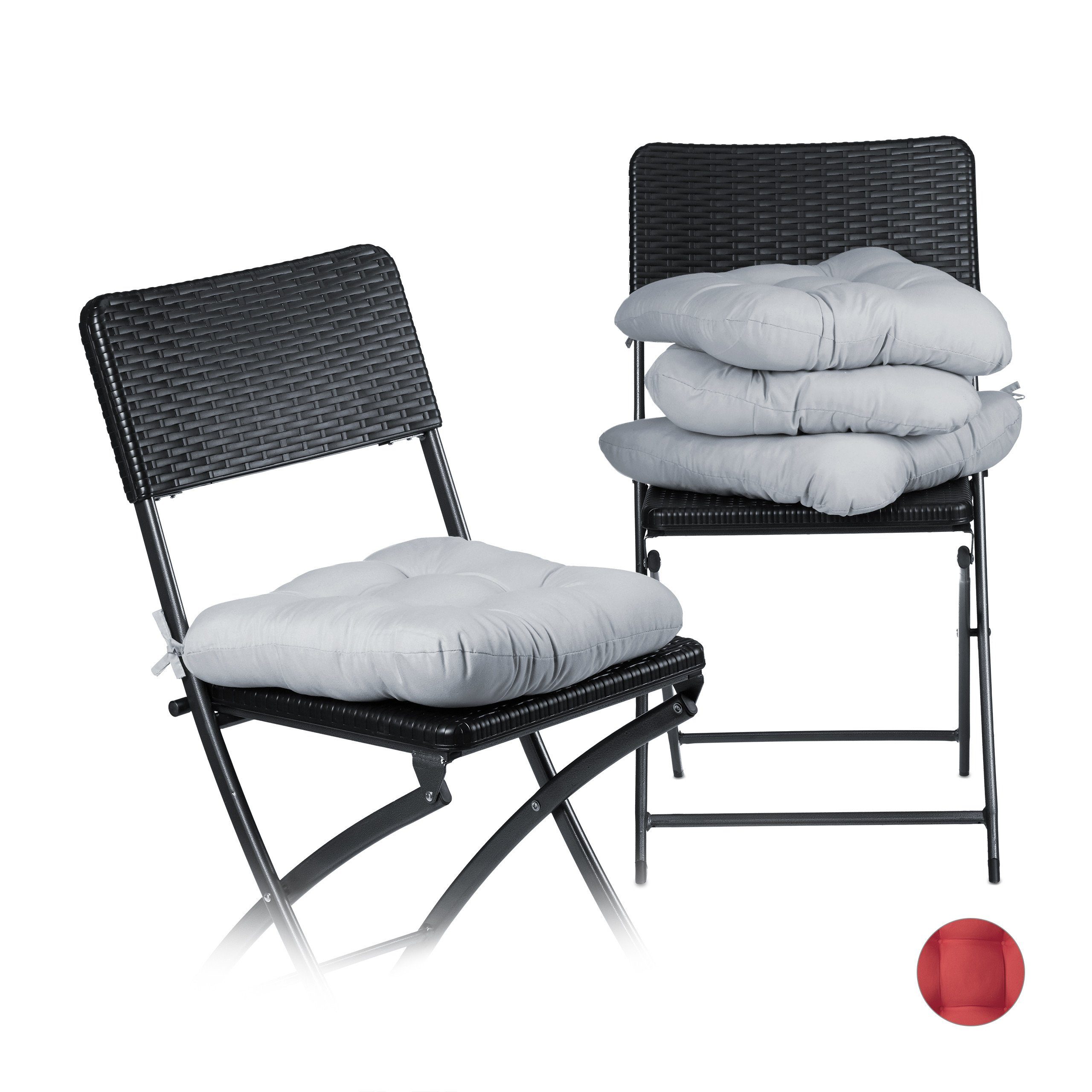 relaxdays Stuhlkissen Stuhlkissen 4er Set, Grau