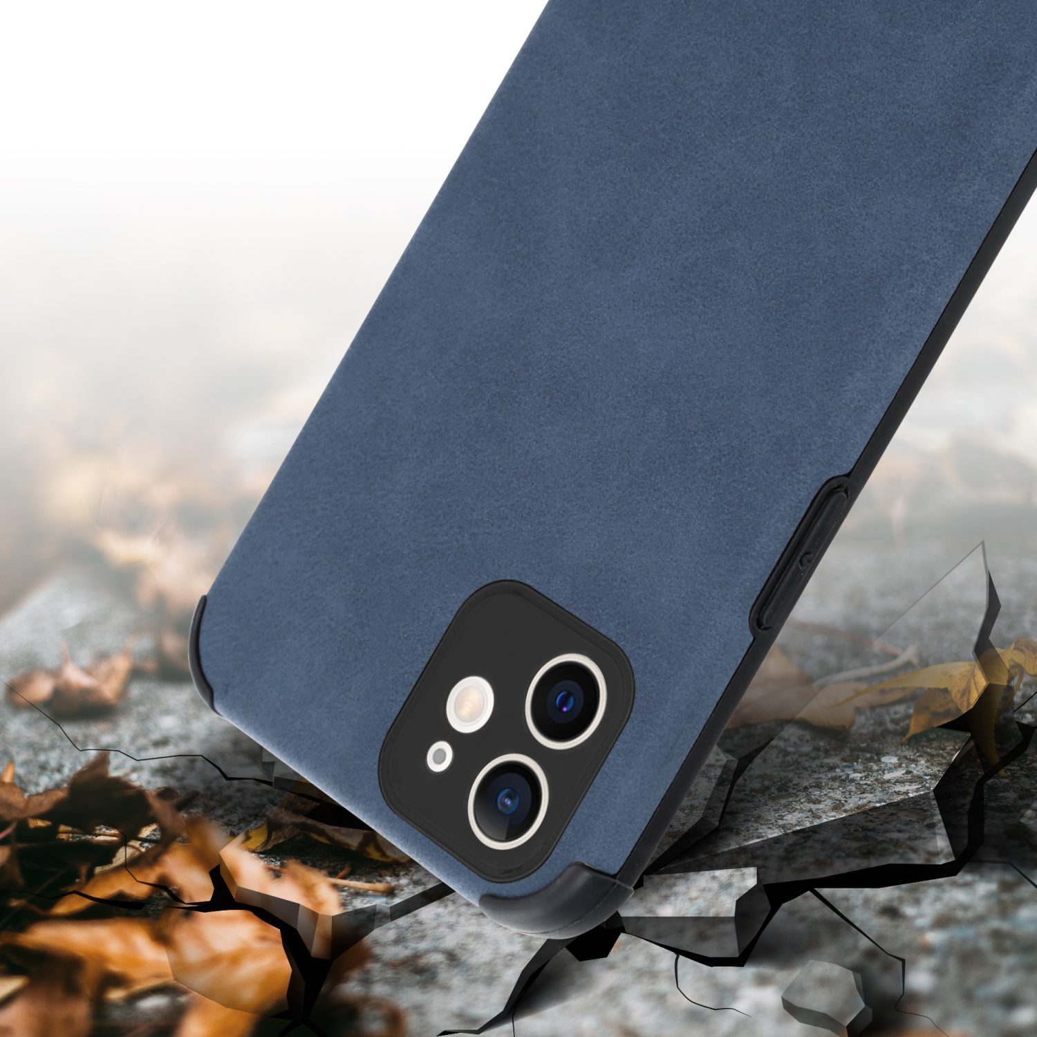 Cadorabo Handyhülle für iPhone 12 Hülle Apple iPhone 12, Schutzhülle - TPU Silikon Hülle - Kunstleder-Applikation