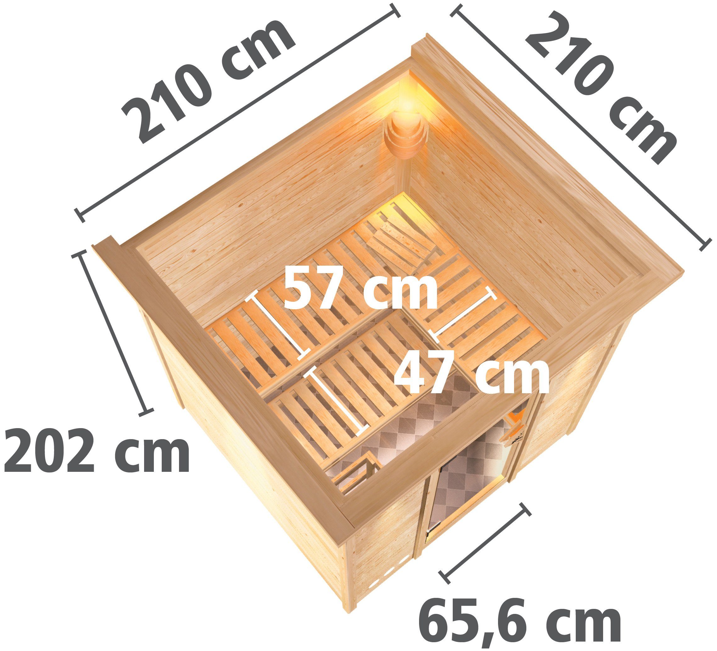 Karibu Sauna Rodin, BxTxH: 210 x 210 x 202 cm, 68 mm, (Set) ohne Ofen