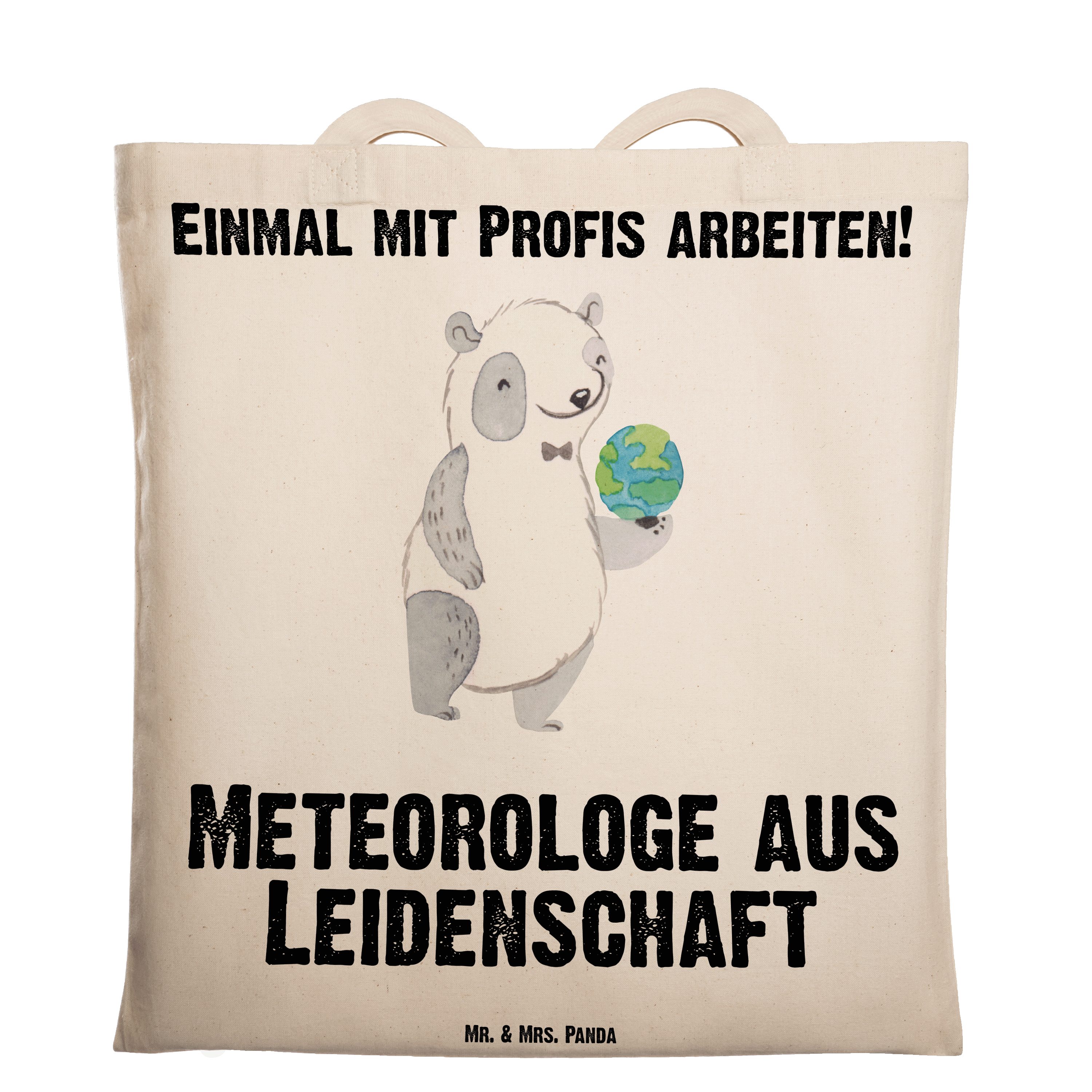 Mr. & Mrs. Panda Tragetasche Meteorologe aus Leidenschaft - Transparent - Geschenk, Stoffbeutel, D (1-tlg)