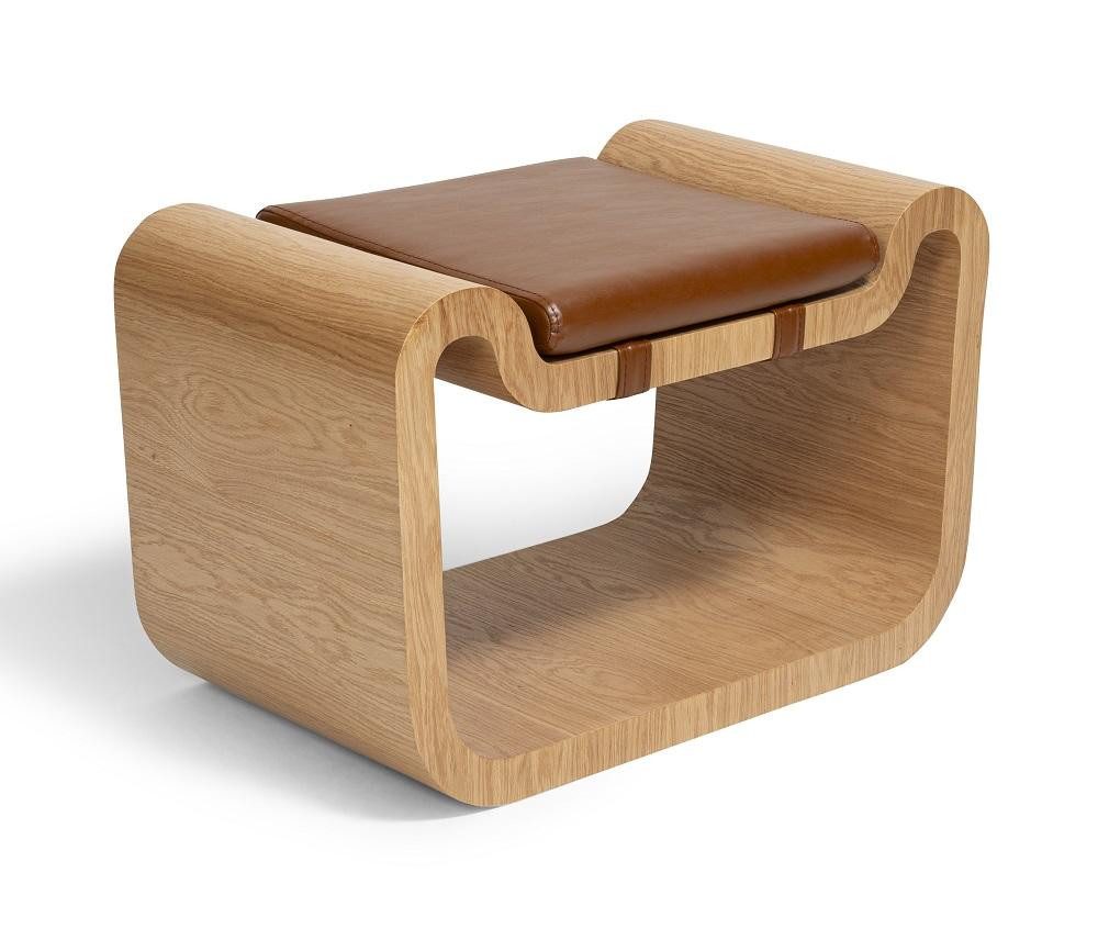 JVmoebel Bettbank Bank Design Braun Kunstleder Holz Skulptur Modern Zeitlos Elegant, Made in Europa