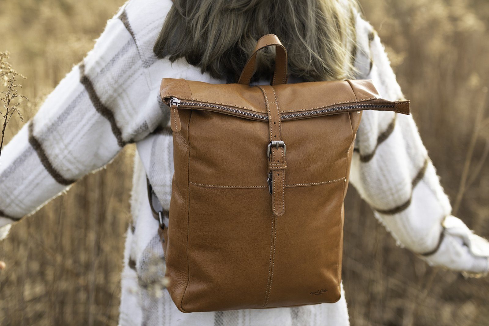 Gusti Leder Rucksack Gusti Leder Rucksack Valja (1-tlg), Rucksack Lederrucksack Vintage Wanderrucksack Braun Leder