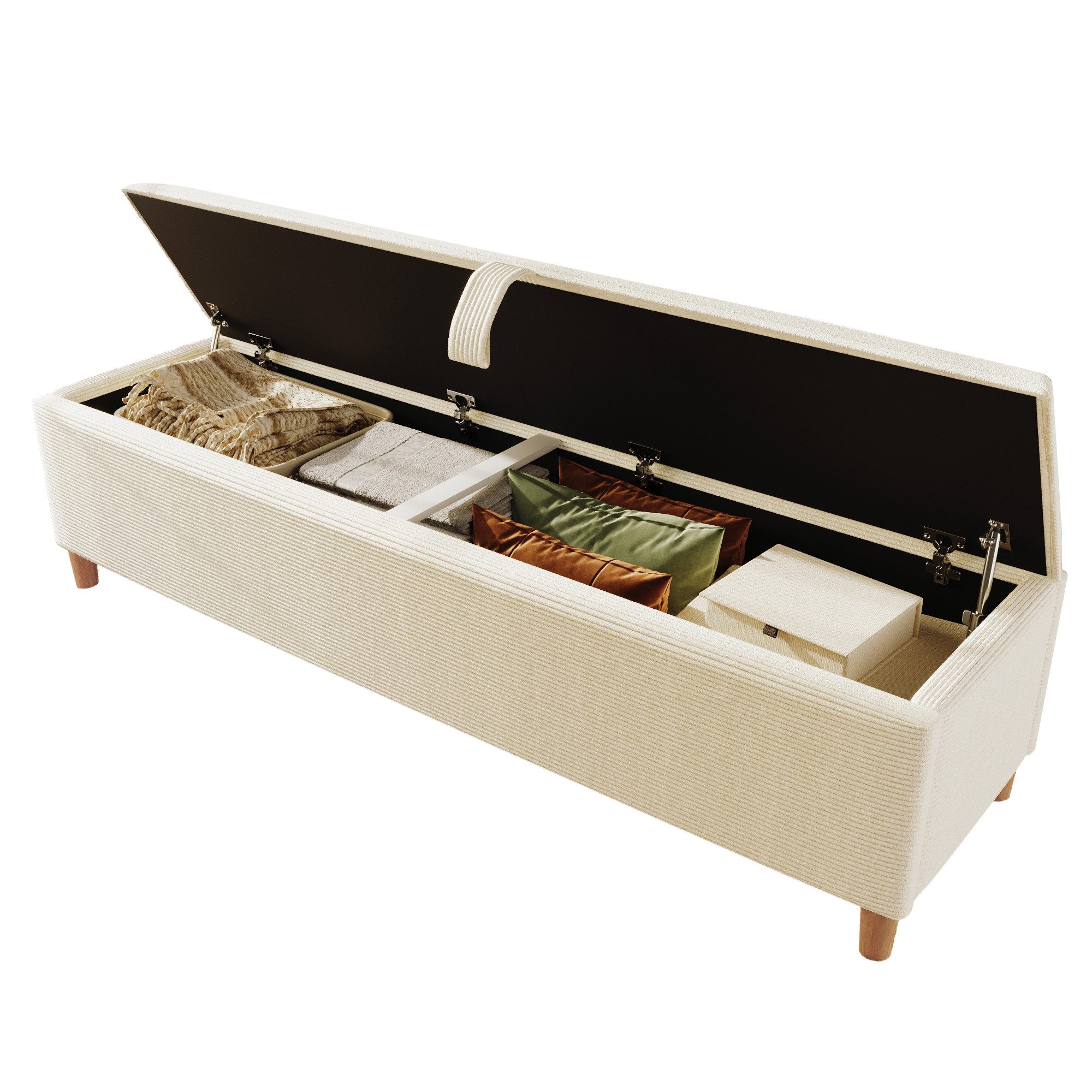 REDOM Bettbank mit Massivholzbeinen (Polsterbank, 1-St., Aufbewahrungsbox), 145 x 38 cm