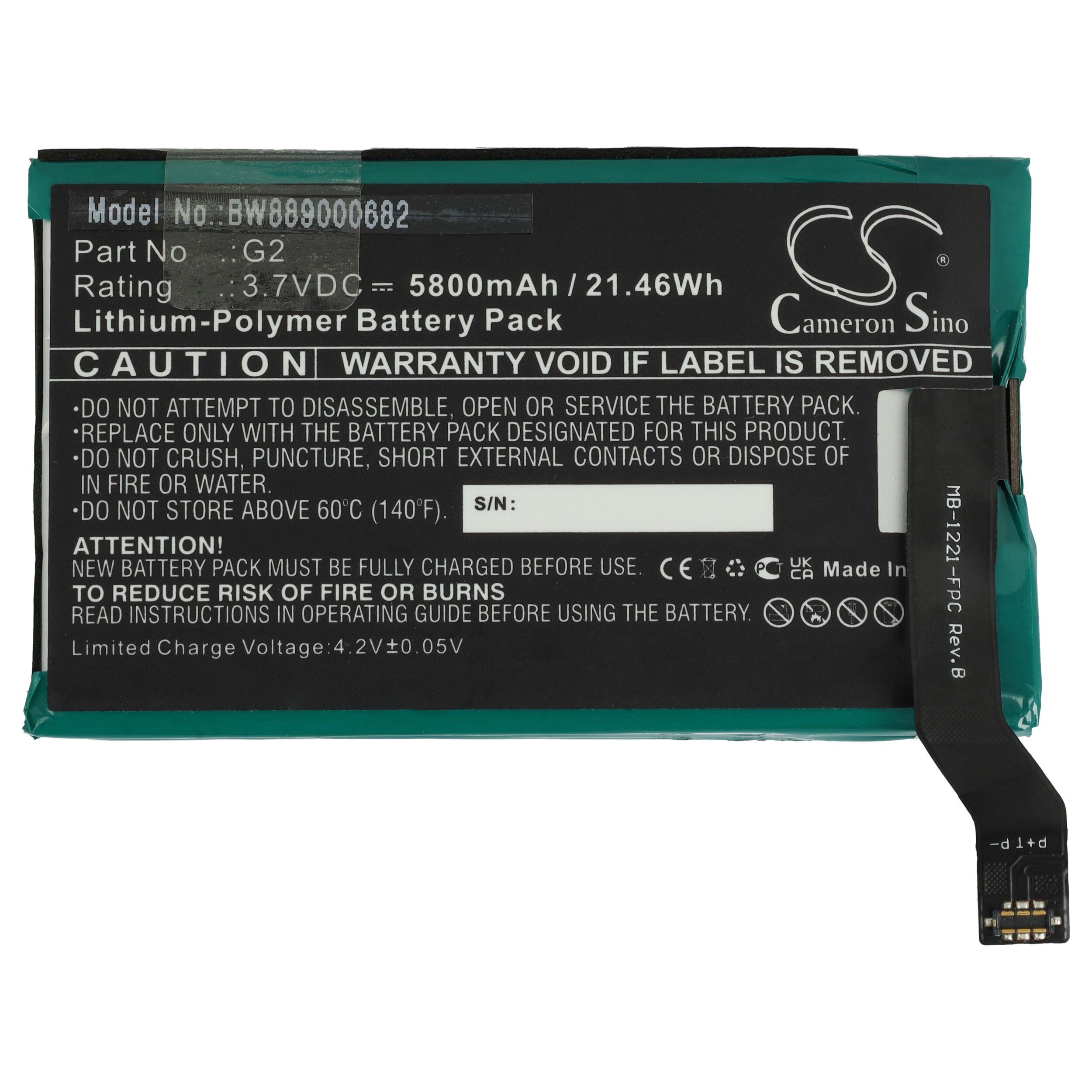 vhbw kompatibel mit GlocalMe G2 Akku Li-Polymer 5800 mAh (3,7 V)