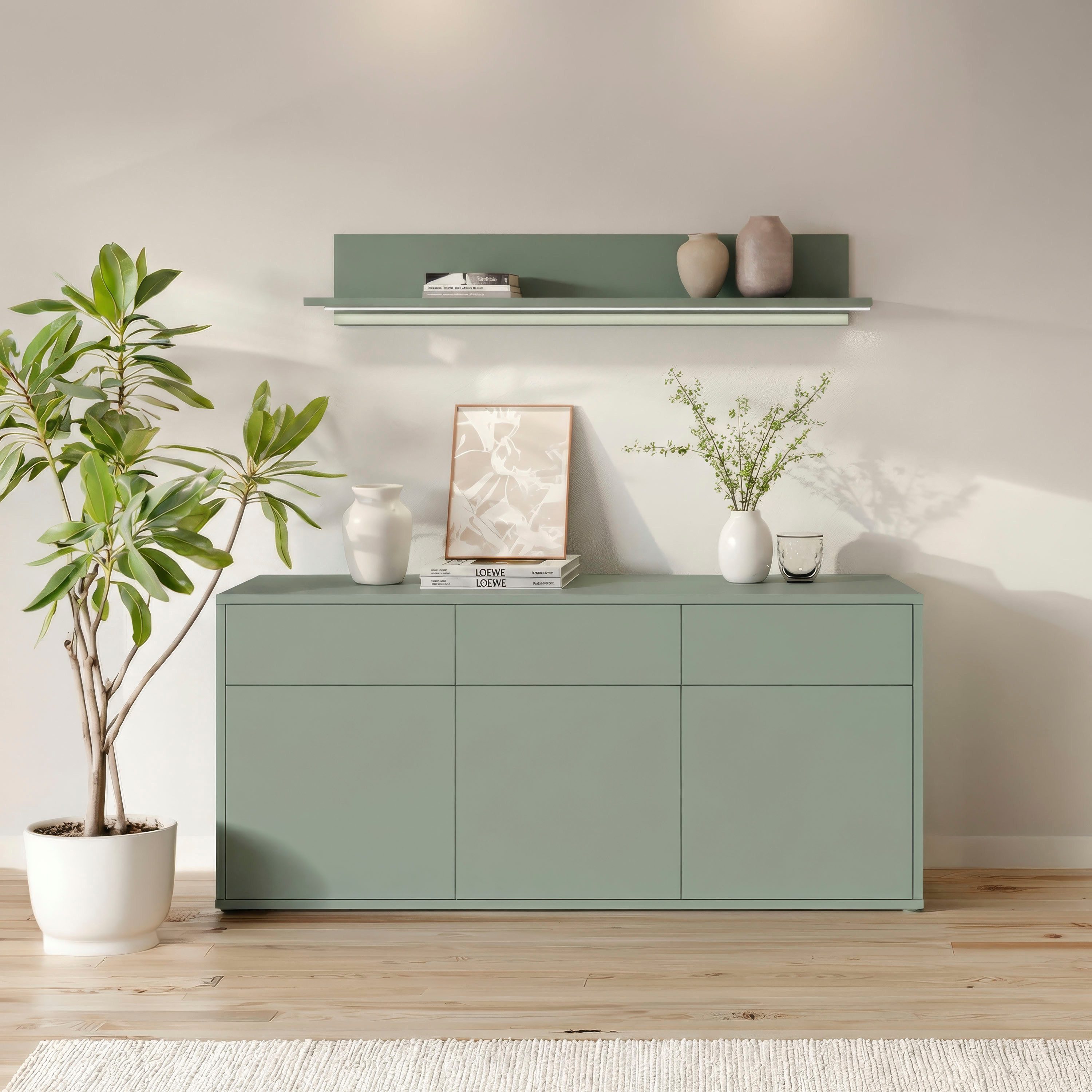 FORTE Sideboard Alice Springs, Sideboard, Breite 184,2 cm, viel Stauraum, Schubkästen mit Vollauszug, Push to open, grifflos