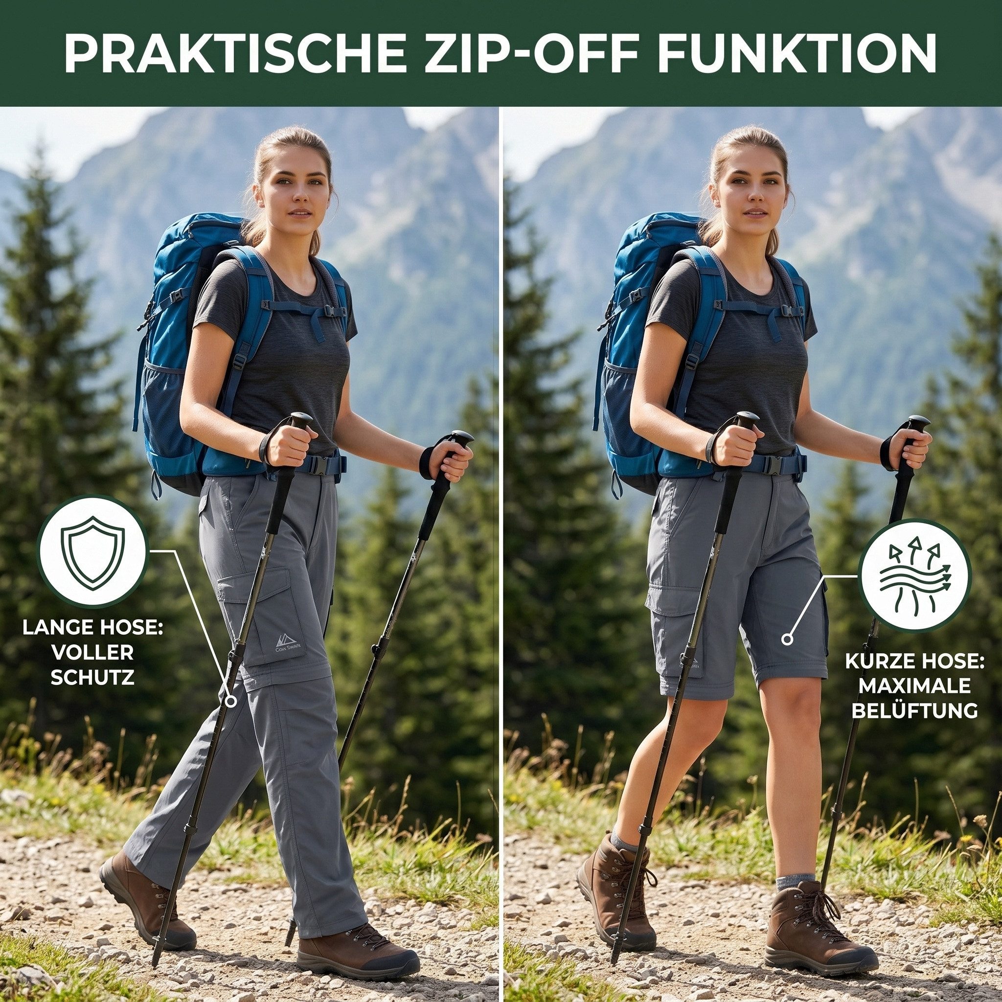 Cox Swain Trekkinghose Damen Outdoor‑Funktionshose, atmungsaktiv, schnelltrocknend leicht • robust • viele Taschen