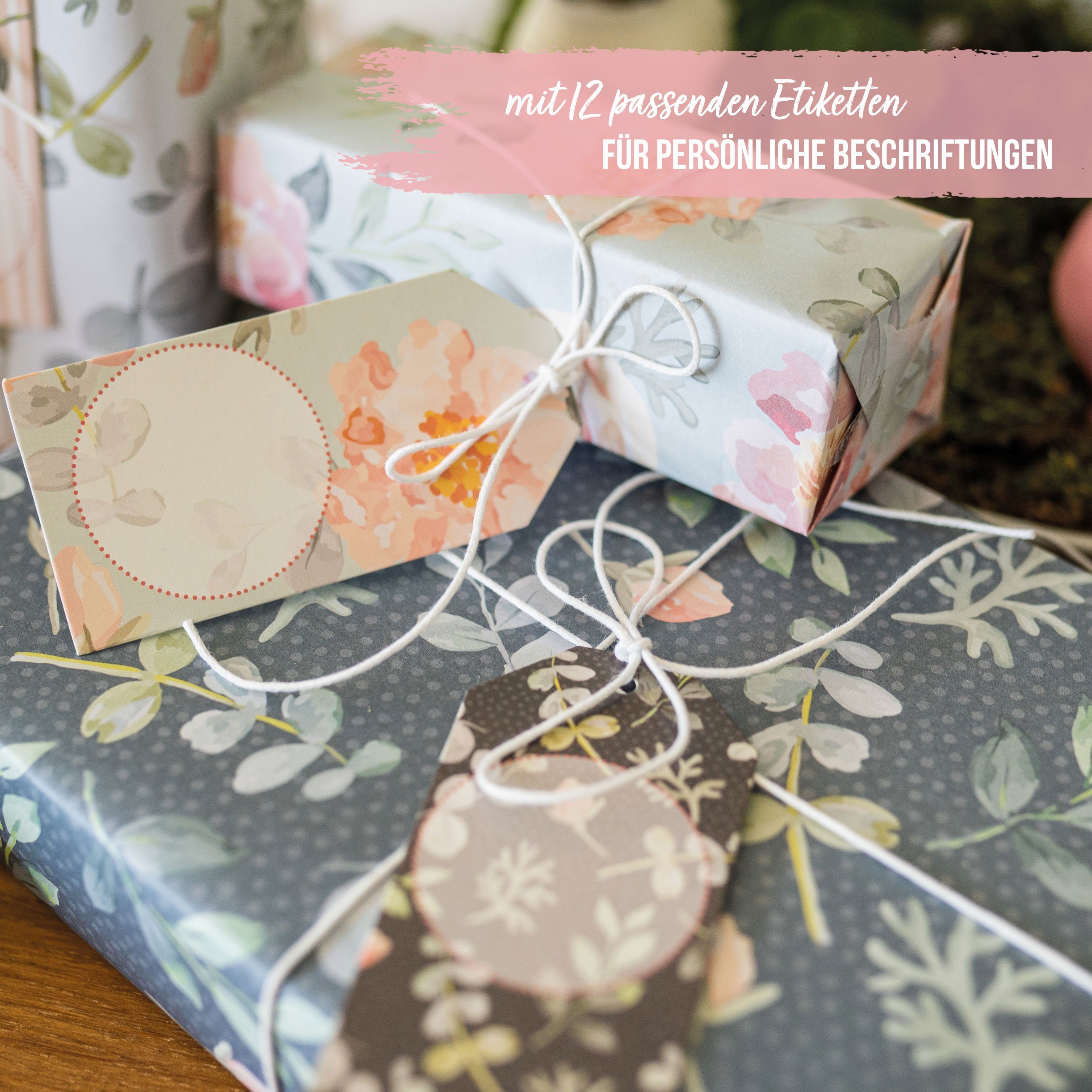 PAPIERDRACHEN Geschenkpapier Einzigartiges Geschenkpapier zum Muttertag - mit Etiketten