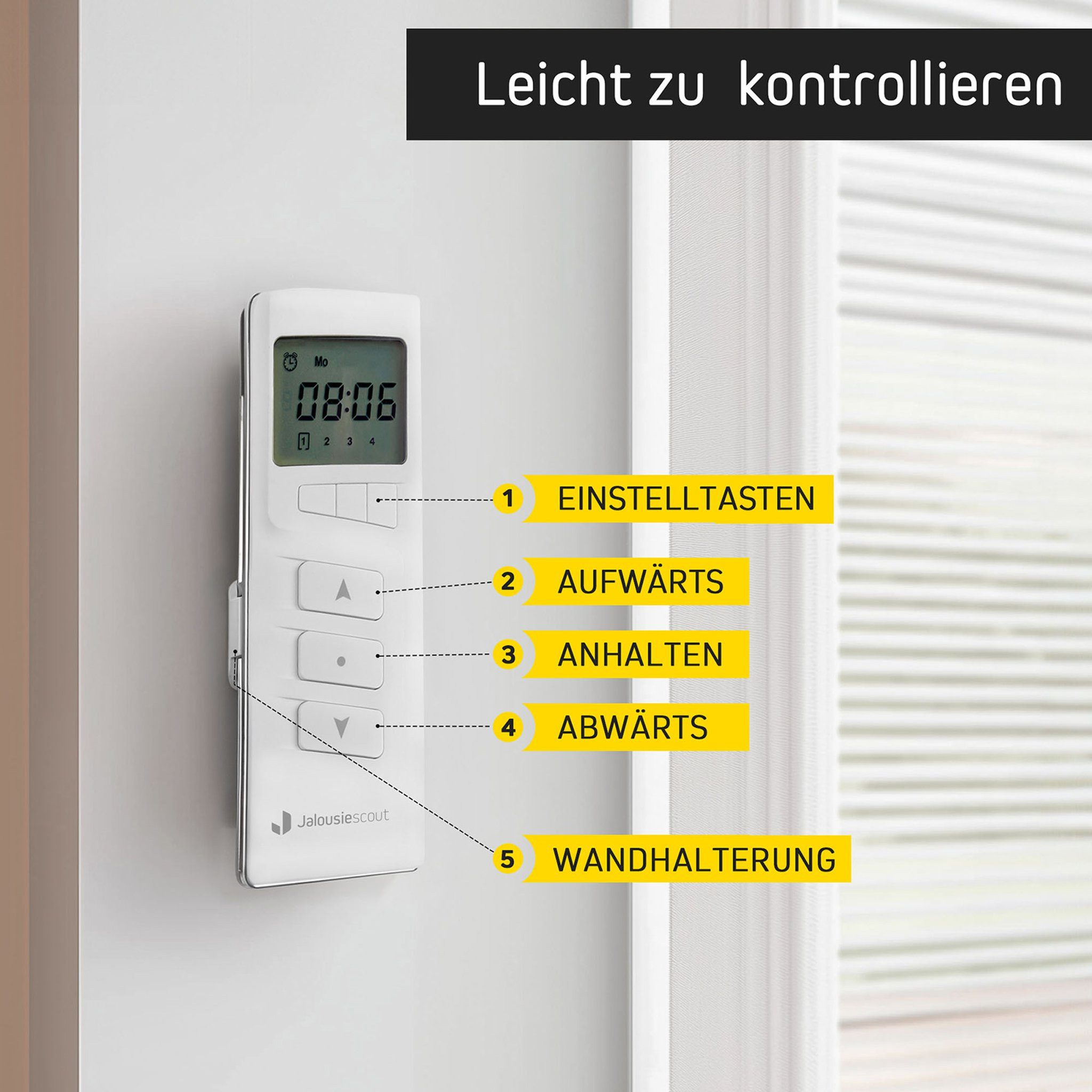 jalousiescout Rollladen-Funksteuerung Funk-Handsender MK 4-Kanal Timer MKT 04, für Rollläden & MarkisenRollläden & Markisen, 1-tlg., 1 Stück, batteriebetrieben