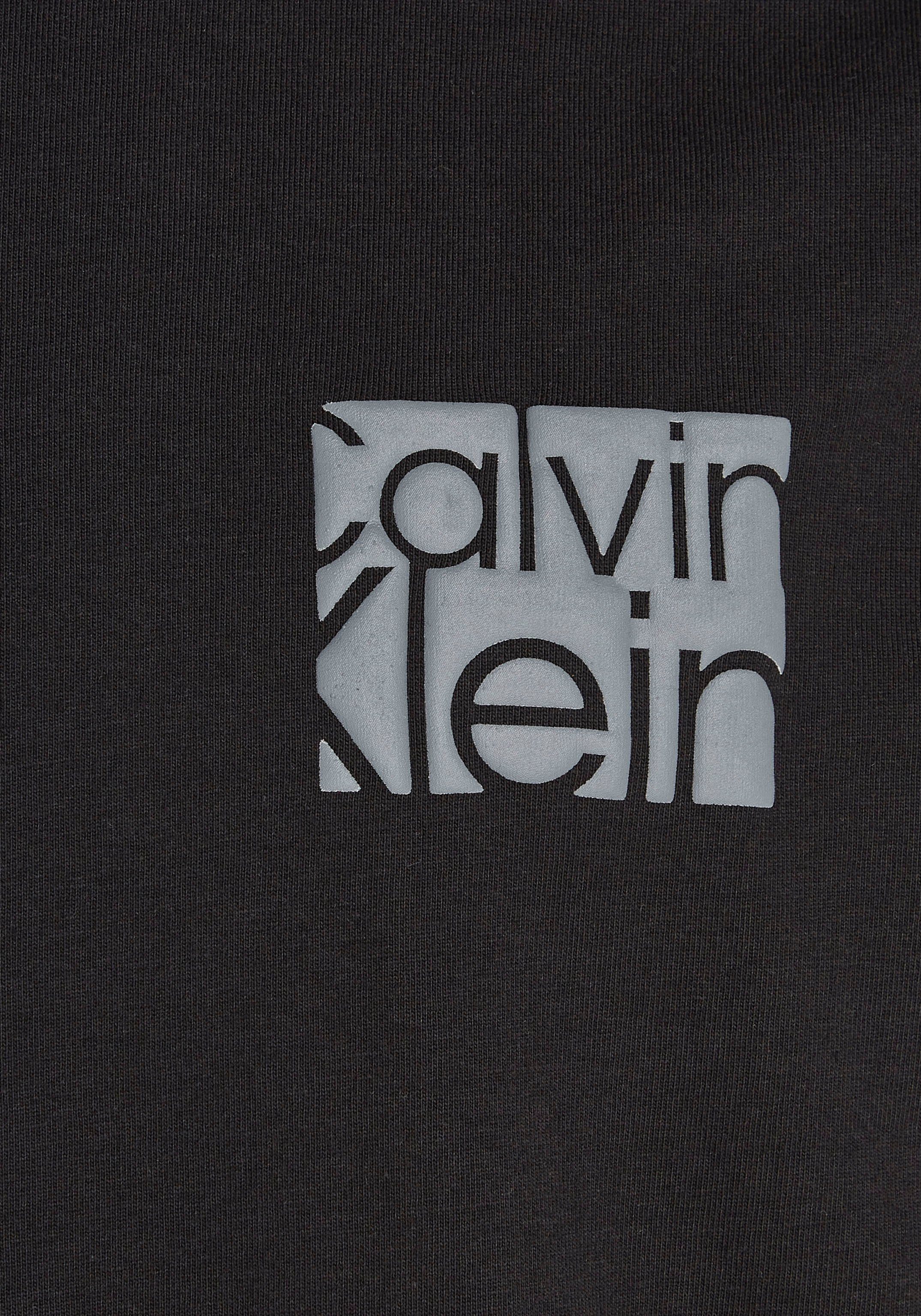 Calvin der Klein Kurzarmshirt Calvin auf Logo Klein schwarz mit Brust