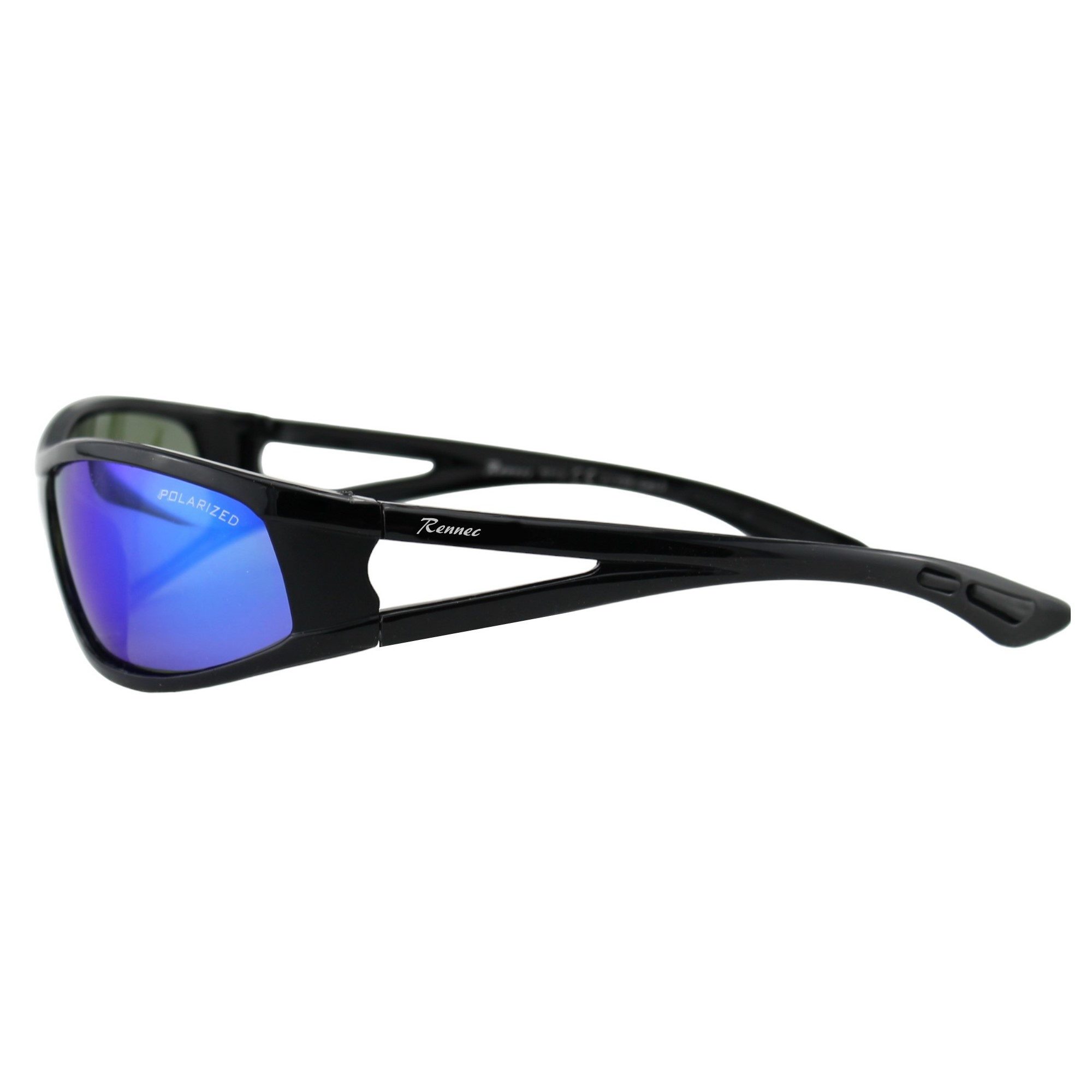 Rennec Sonnenbrille (Sportbrille Herren Angelbrille Polbrille Leichtgewicht mit Hardcase) Sport Sonnenbrille Polarisiert Schwarz Getönt oder Farbig Verspiegelt