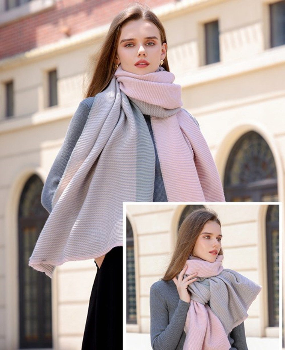XDeer Modeschal Damen Schal,XL Winter Schal Poncho Qualität, zweiseitige feine Linie,Damen Halstuch Geschenk für Frauen in verschiedenen Farben pink