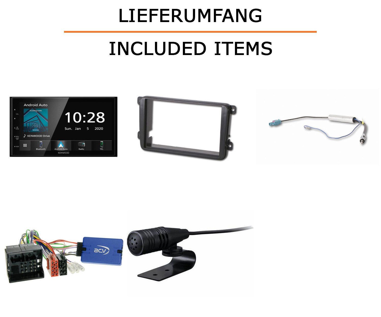 JUST SOUND best choice for caraudio Autoradio Einbauset Kenwood Kenwood DMX5020BTS VW Amarok Autoradio (RDS, AM/FM Radio, Animiertes Display, Bluetooth, Eingebauter Equalizer, Freisprecheinrichtung, Touchscreen, CarPlay, Android, AndroidAuto)
