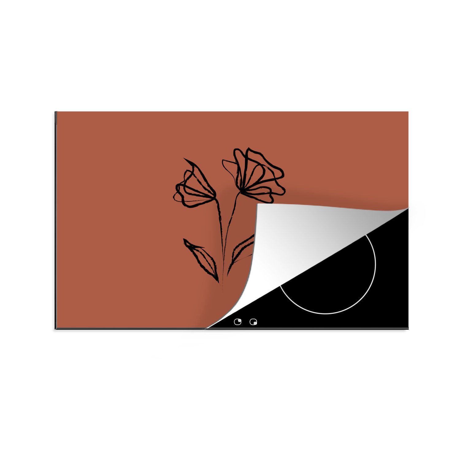 Ceranfeldabdeckung cm, tlg), - MuchoWow Herdblende-/Abdeckplatte die küche, Minimalismus, Schutz 81x52 Vinyl, Rosen - (1 Blumen Induktionskochfeld für