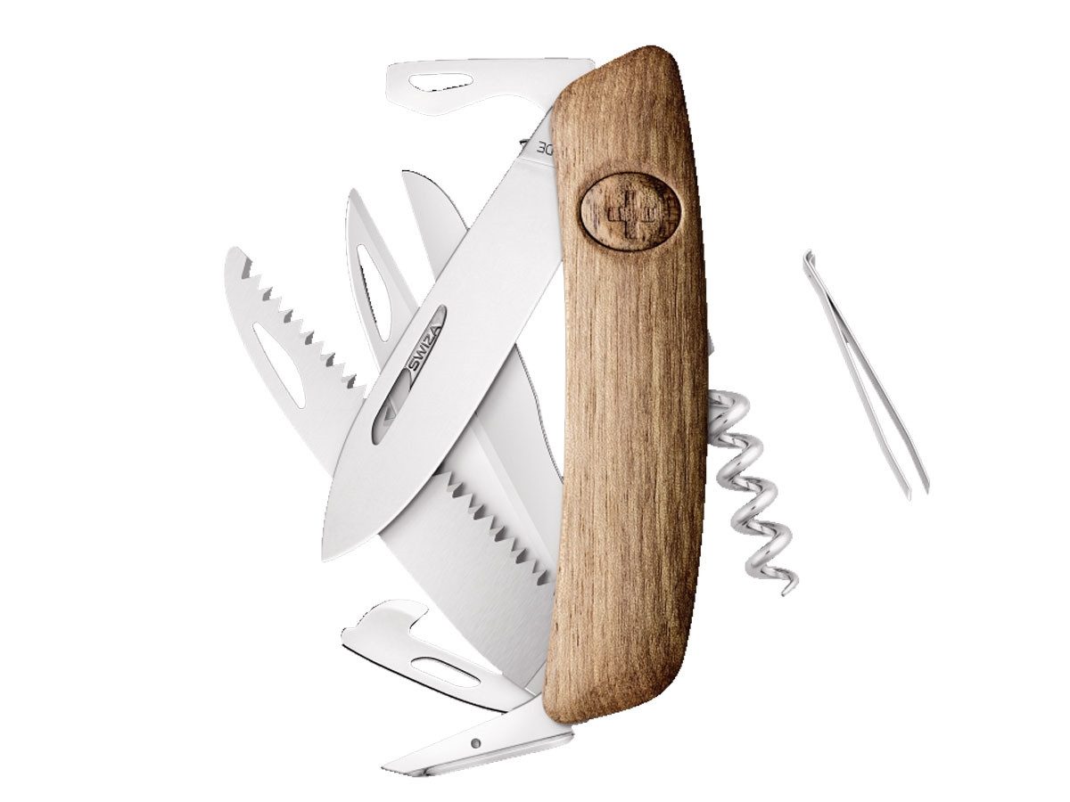 SWIZA Taschenmesser SWIZA Schweizer Messer D09 Walnussholz-Griffschalen, 13 Funktionen