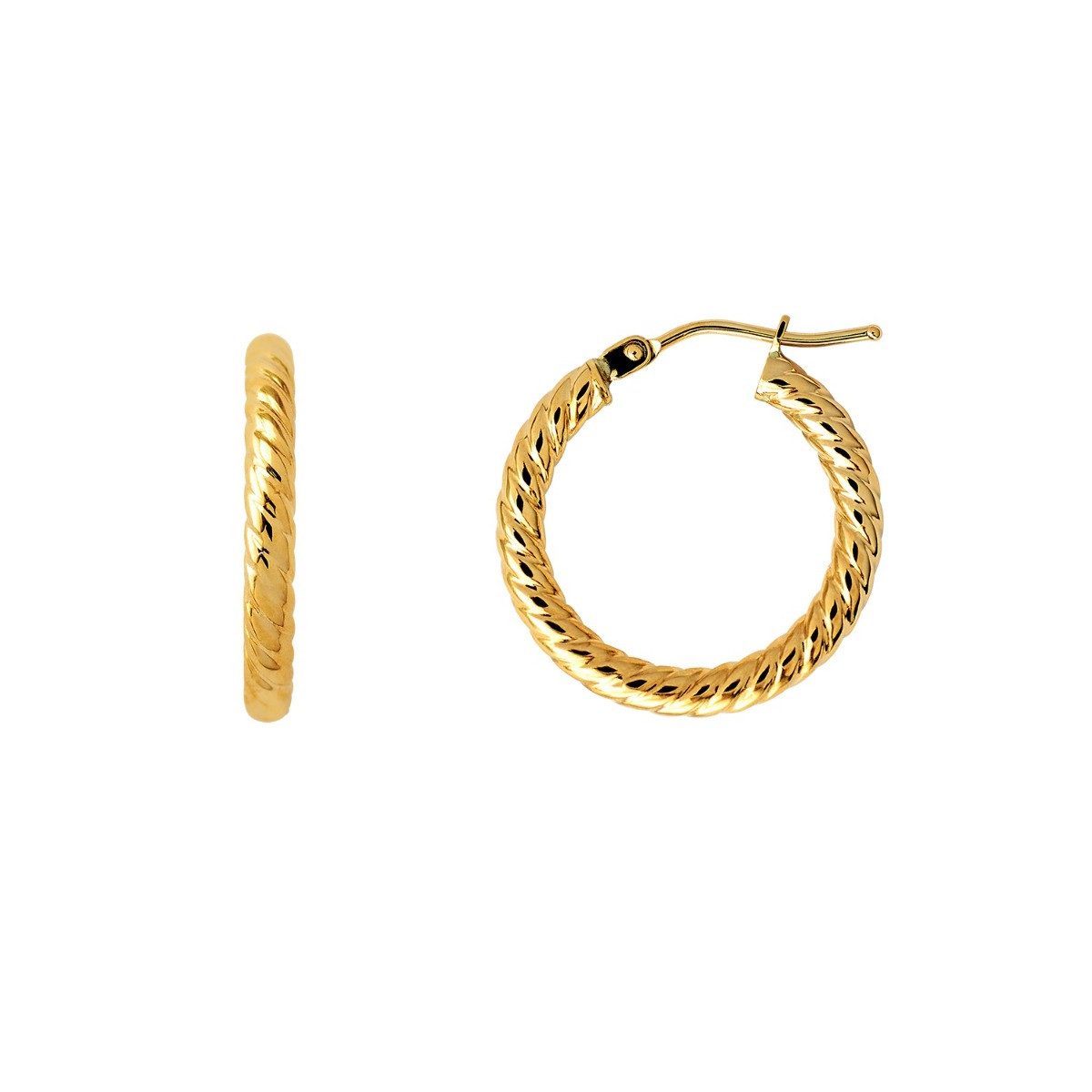 XENOX Paar Creolen Xenox Creolen Damen Fine Basic 585er Gelbgold 15 mm XG14K6029G