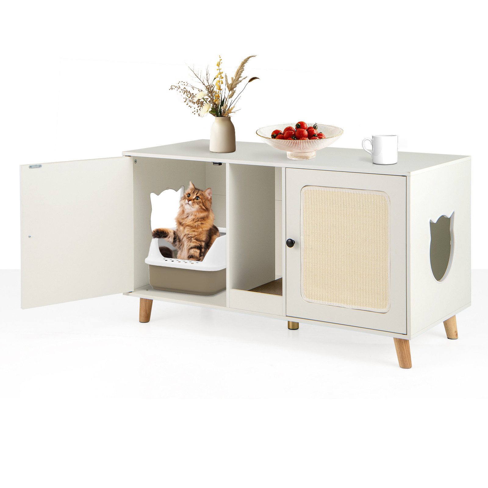 KOMFOTTEU Tierhaus, 2 in 1 Katzenschrank günstig online kaufen
