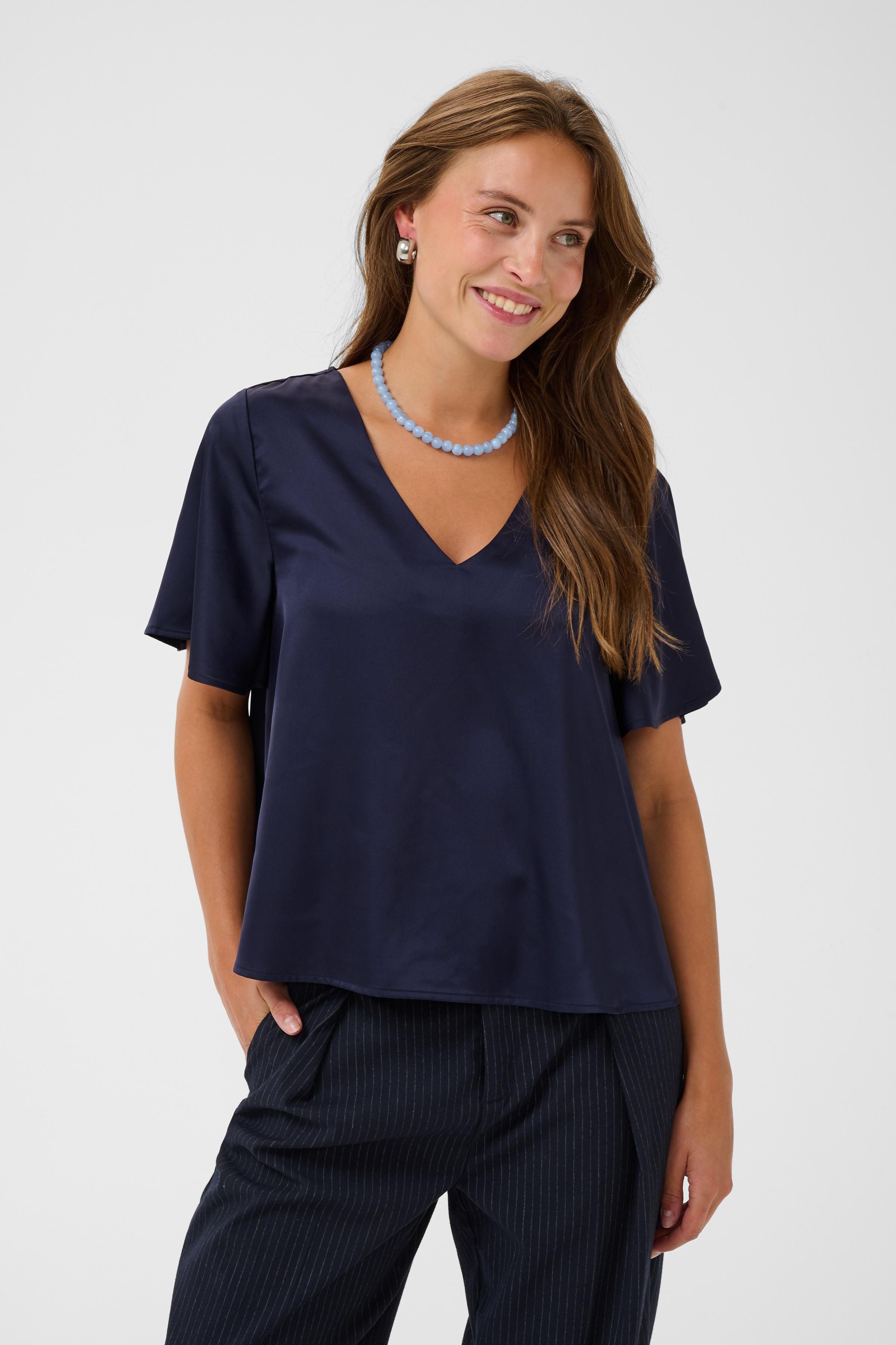 Saint Tropez Kurzarmbluse LodisaSZ SS Blouse Materialmix, Regular fit