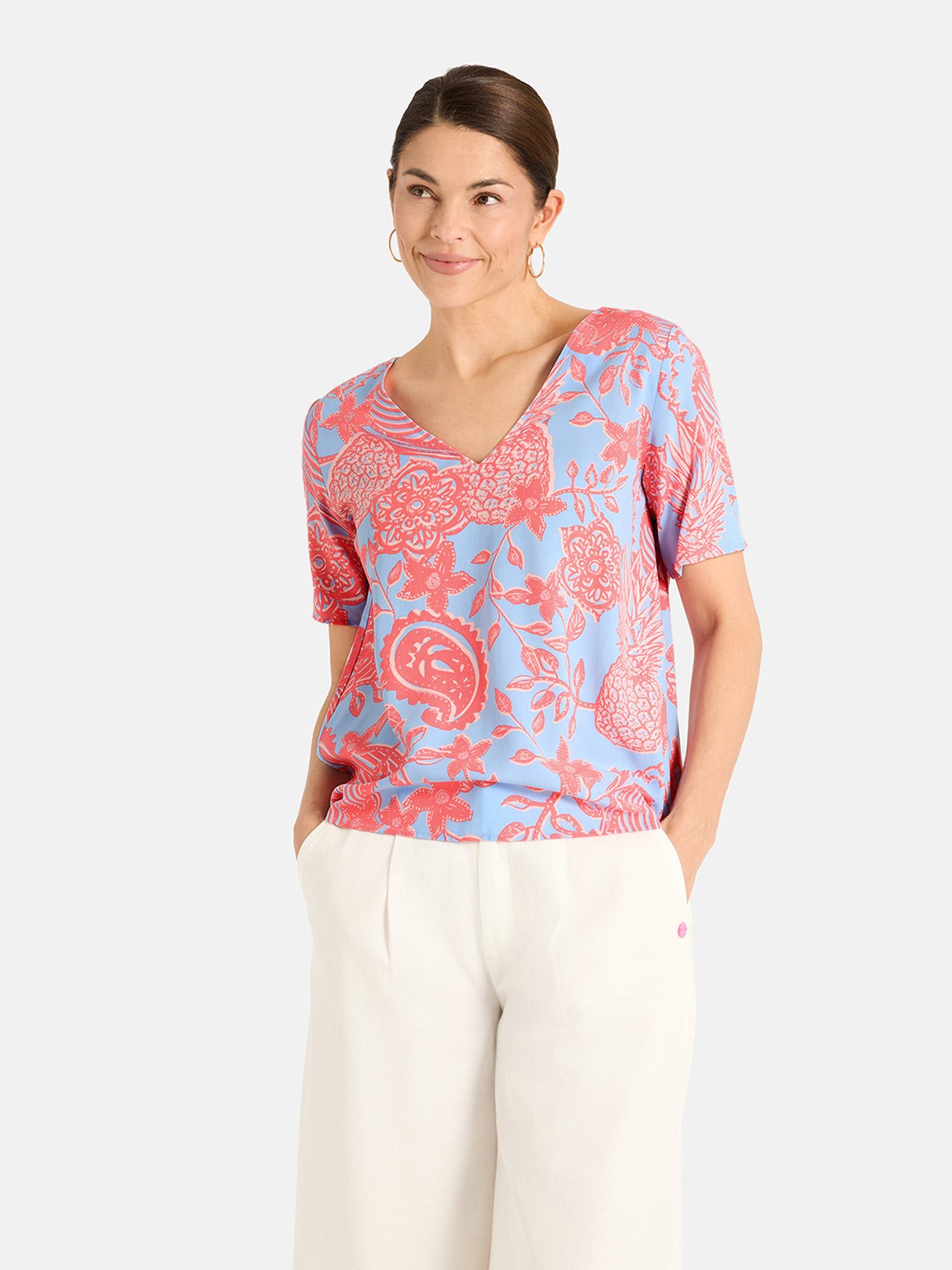 Lieblingsstück Shirtbluse RenaL mit Allover-Print, V-Ausschnitt