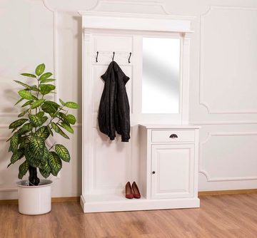Massivholzmoebel-Becker Garderobe Garderobe aus Massivholz mit Spiegel und Schrankablage
