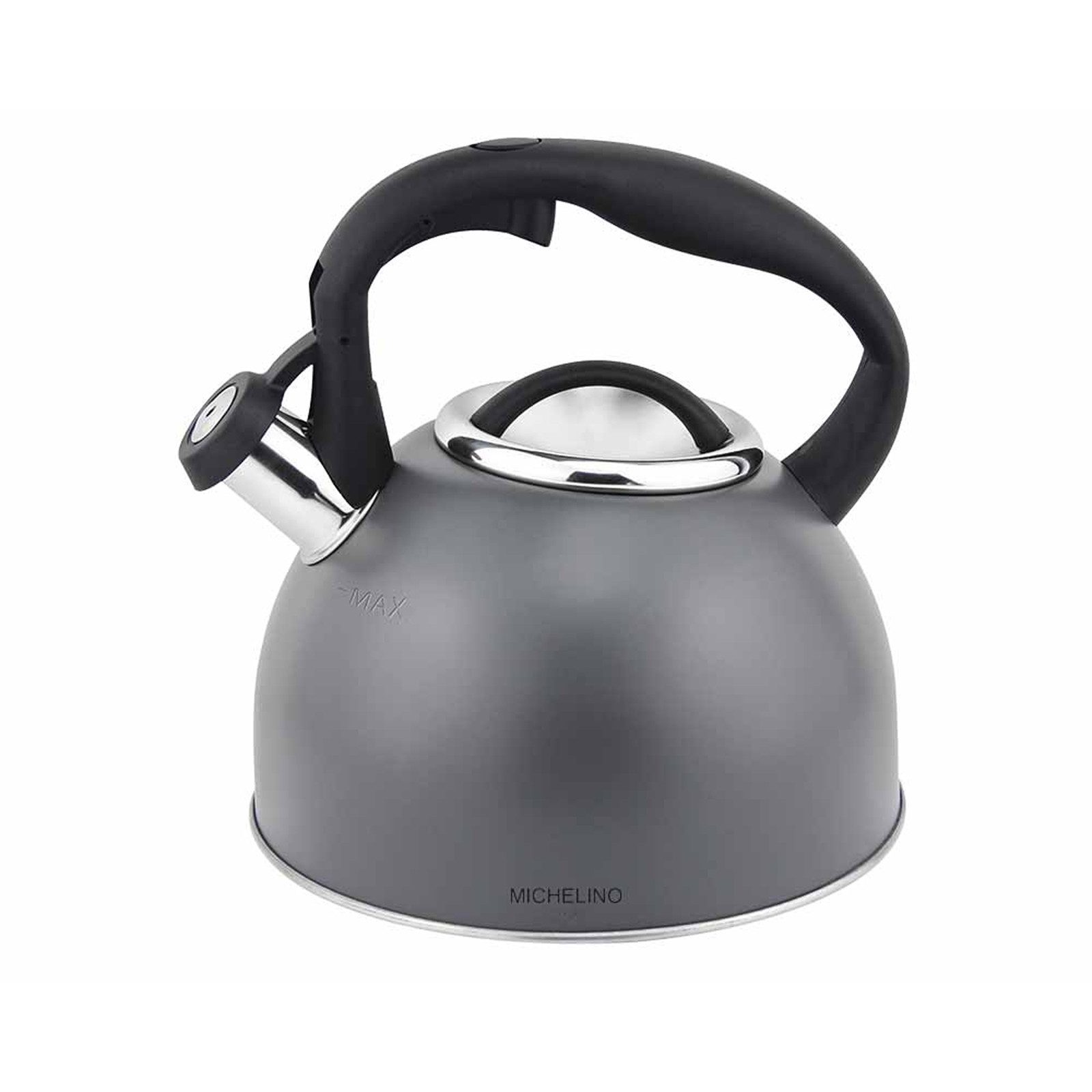 Michelino Wasserkessel Flötenkessel Edelstahl 2,4 Liter, Edelstahl (Stück, 1-tlg., 1 Kessel), Wasserkessel