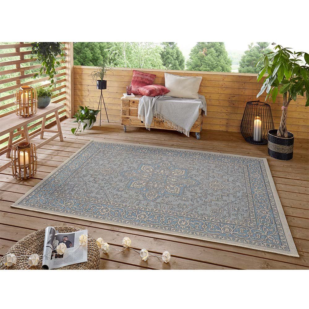 mm In- Azurblau Taupe, Outdoor Höhe: Teppich 4 rechteckig, NORTHRUGS, Teppich Anjara &