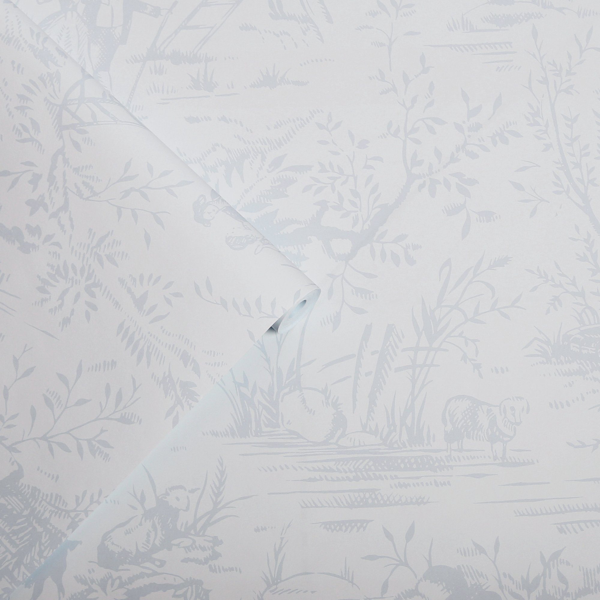 LAURA ASHLEY Vliestapete Toile de Jouy, texturiert, natürlich, (1 St), 10mx52cm Grau