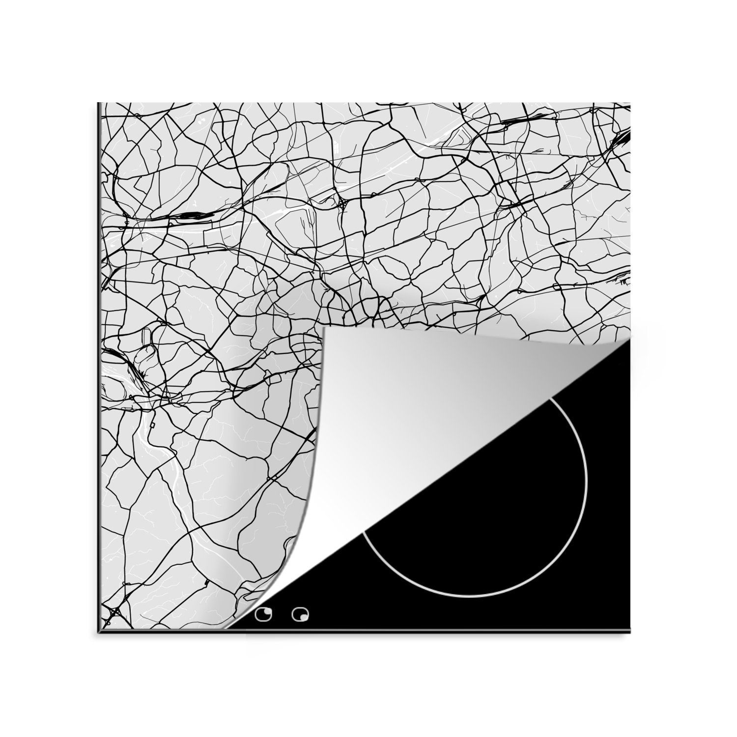 tlg), Vinyl, Stadtplan, Karte - für (1 küche Arbeitsplatte Herdblende-/Abdeckplatte Essen Ceranfeldabdeckung, - MuchoWow cm, 78x78 - Deutschland