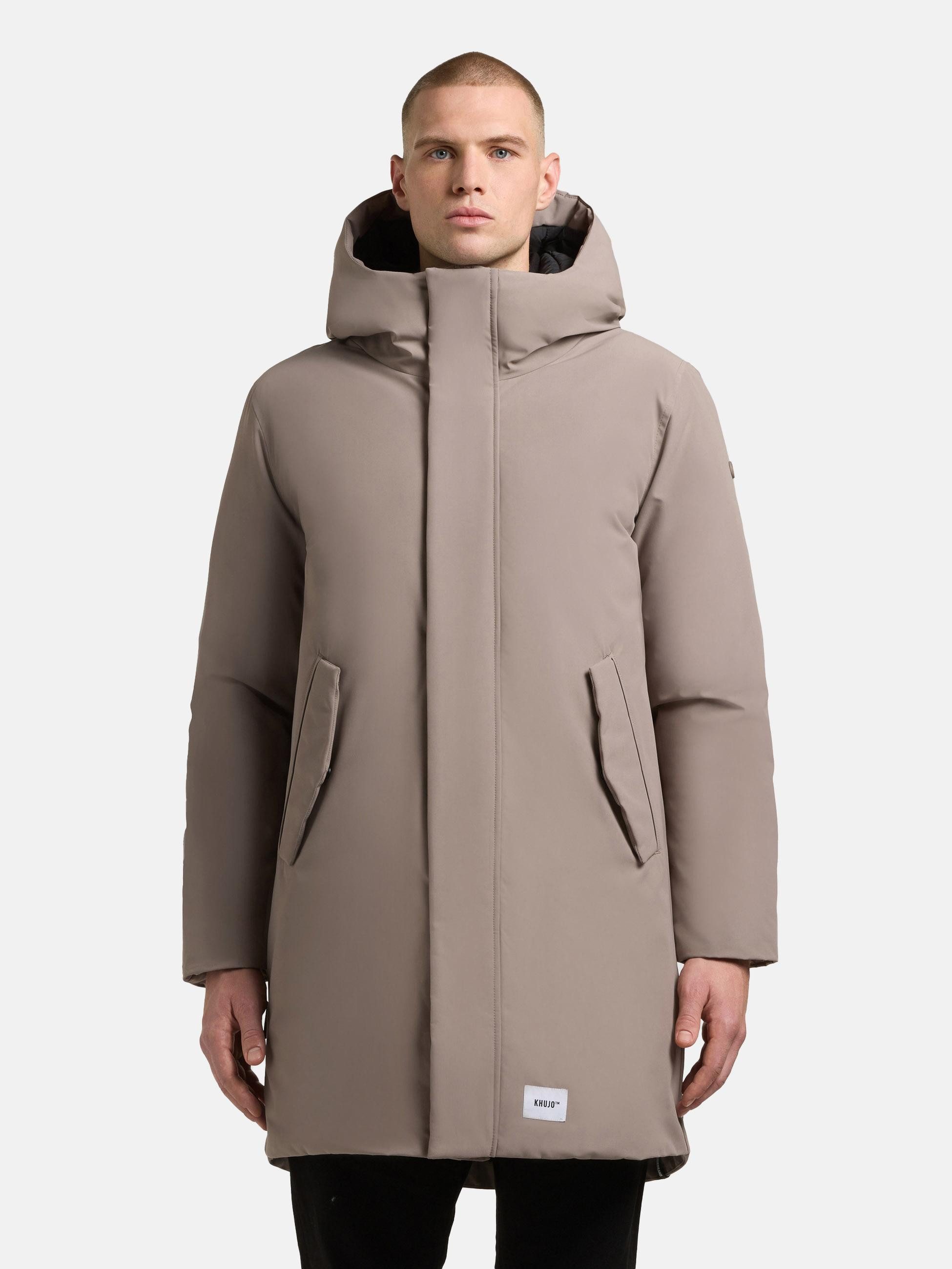 khujo Wintermantel Fogg Langer Herren Mantel mit magnetischen Details