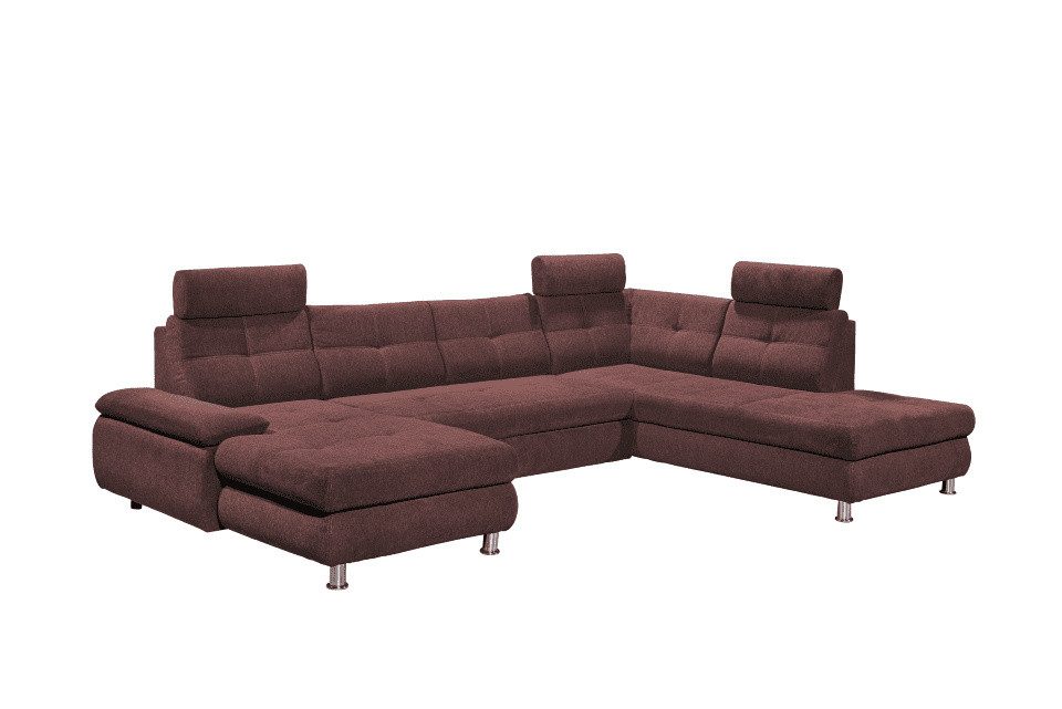 ED EXCITING DESIGN Wohnlandschaft Alba, mit Schlaffunktion & Bettkasten, verstellbare Kopfstützen
