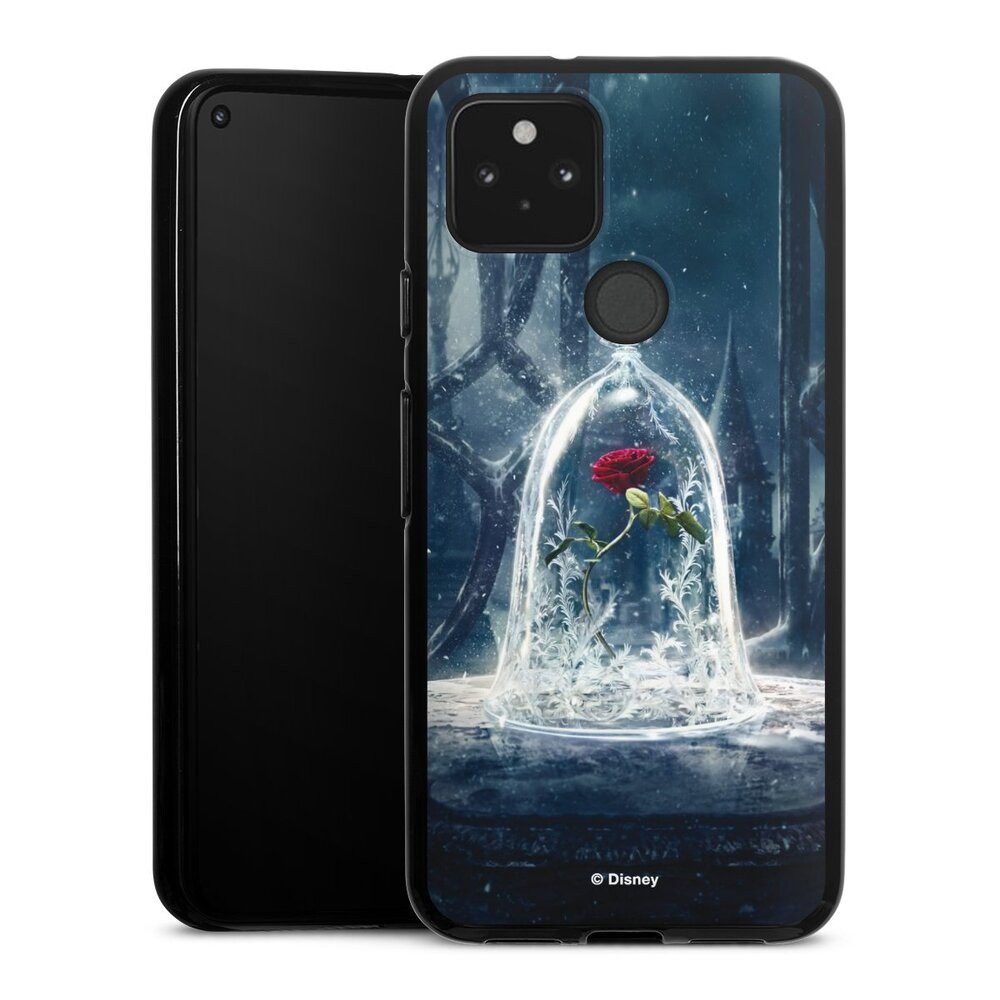 DeinDesign Handyhülle Die Schöne und das Biest Disney Princess Rose Rose Under Glass Movie, Google Pixel 5 Silikon Hülle Bumper Case Handy Schutzhülle
