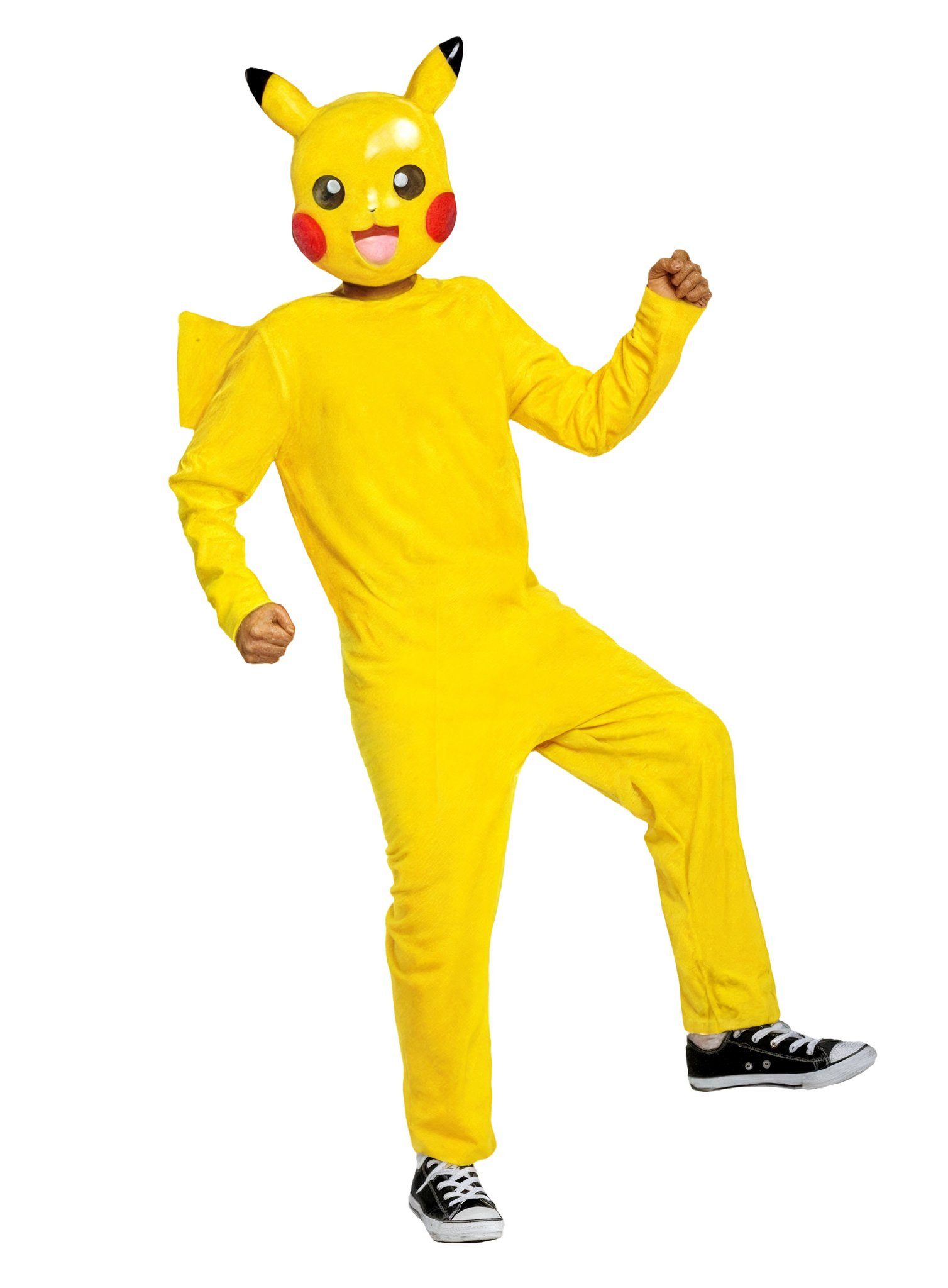 Metamorph Kostüm Pokémon – Pikachu Kostüm für Kinder, Klassischer Pikachu Overall mit Plastikmaske