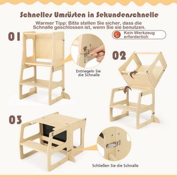 COSTWAY Tritthocker, 3 in 1 Kinder Tafel, Kindertisch