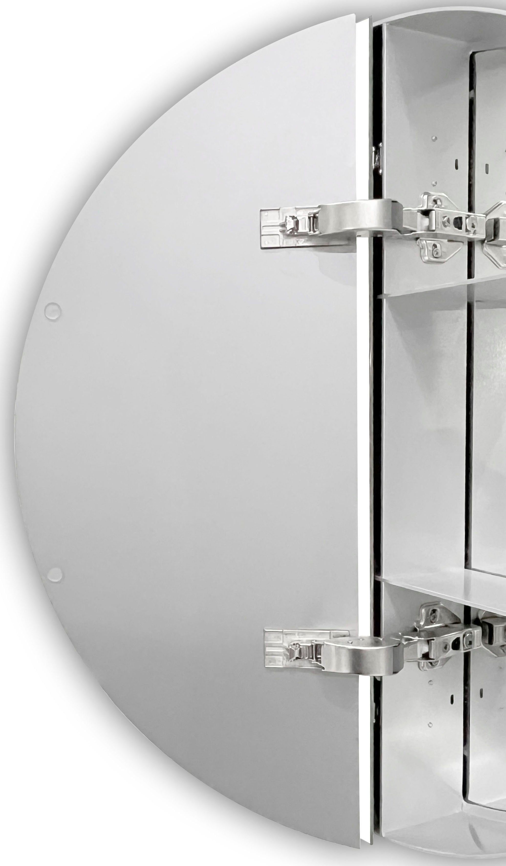 Talos Badezimmerspiegelschrank Ø: 60 cm, und Echtglas, aus IP24 Aluminium