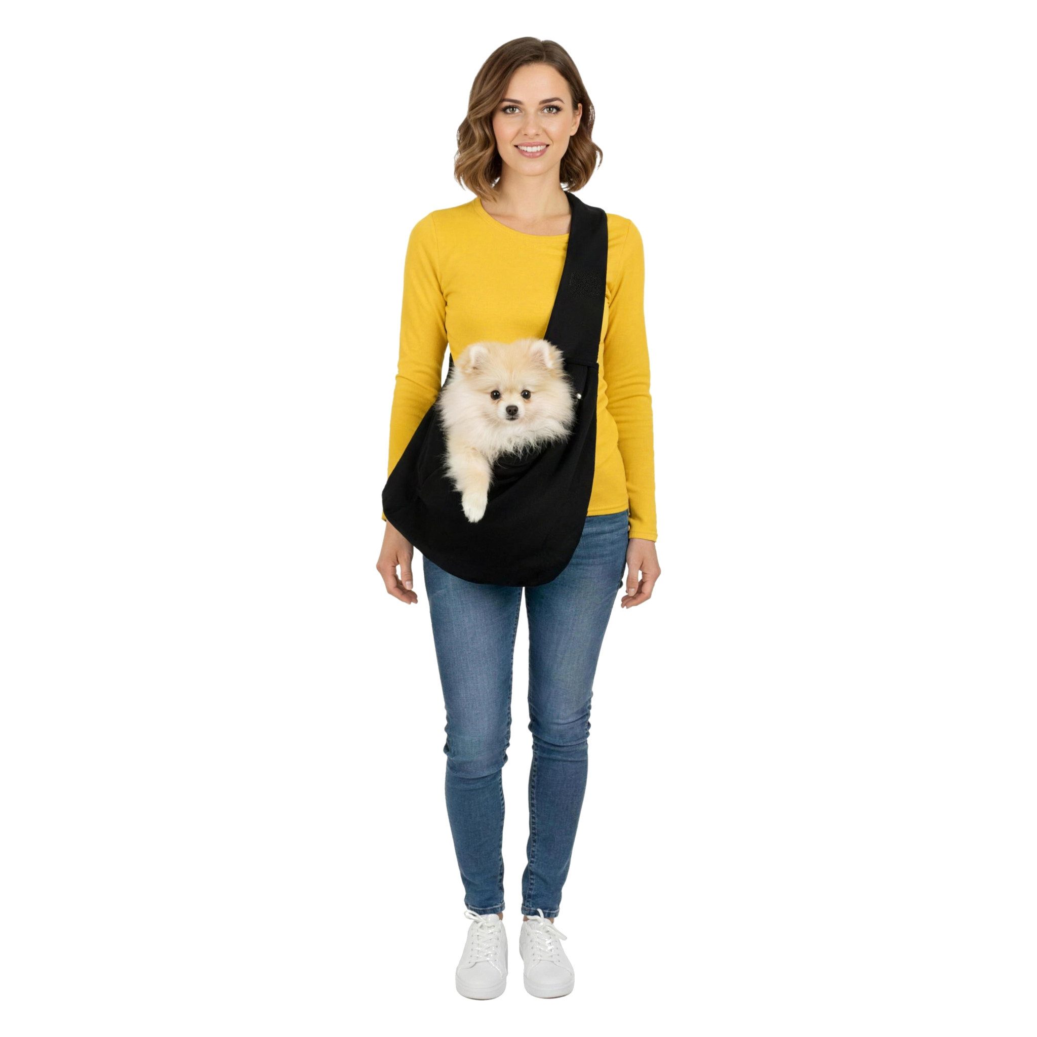 H-basics Tiertransporttasche Schultertasche Tragetuch Hunde Katzen Kleintiere bis 5 kg, gepolsterter Gurt & Sicherungsleine