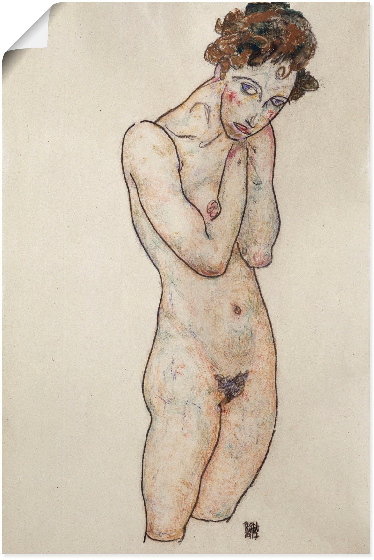 Artland Kunstdruck Stehender weiblicher Akt. 1917., Frau (1 St), als Alubild, Leinwandbild, Wandaufkleber oder Плакат in versch. Größen