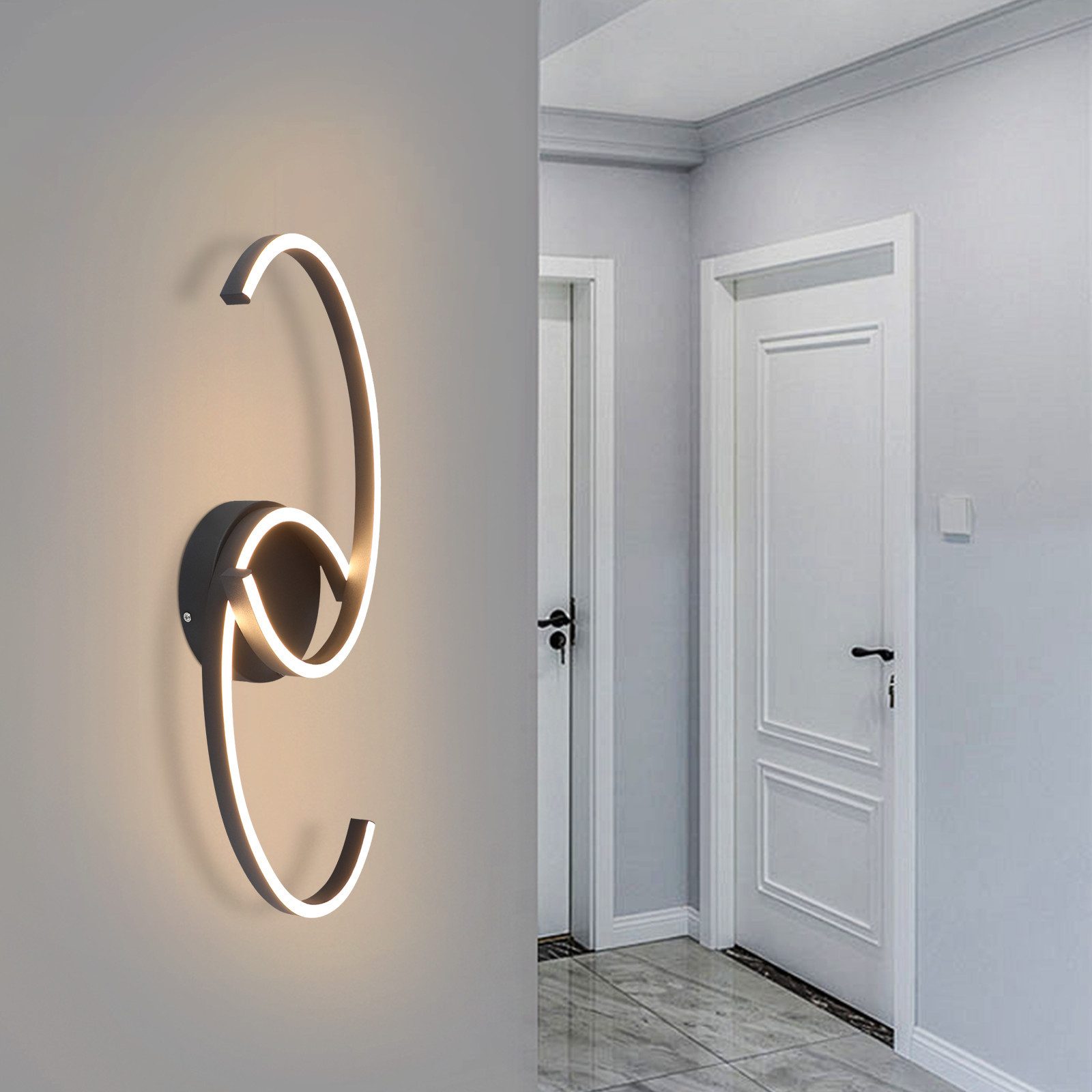 Nettlife LED Deckenleuchte Wohnzimmer 2-Ringen Schwarz/Weiß günstig online kaufen