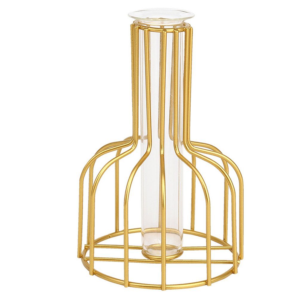 HAMÖWO Dekovase Geometrische Metallgestell Vase Moderne Große Vasen für uhause,15cm Gold