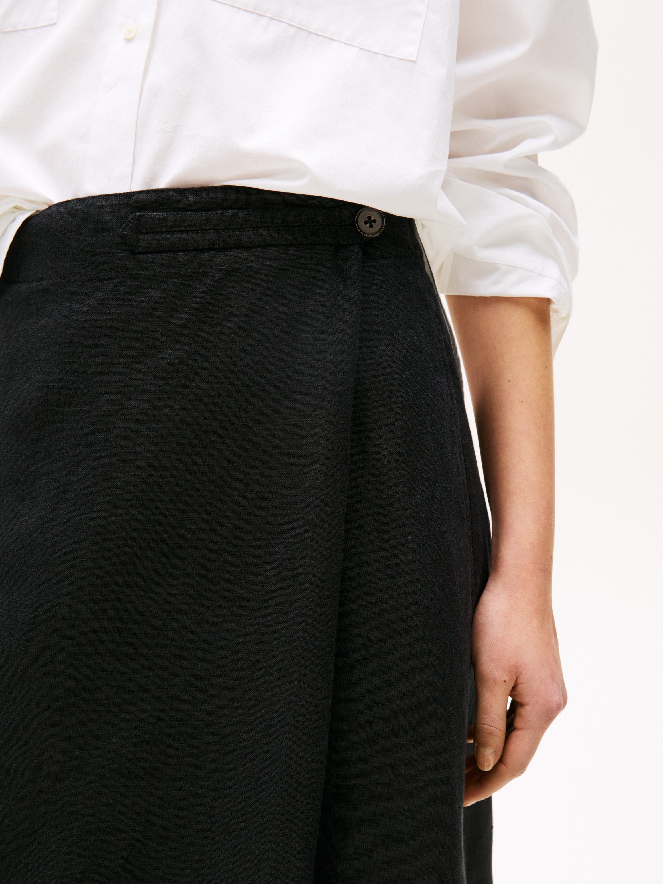 Tommy Hilfiger Wickelrock ESS LINEN KNEE WRAP SKIRT mit Leinen günstig online kaufen