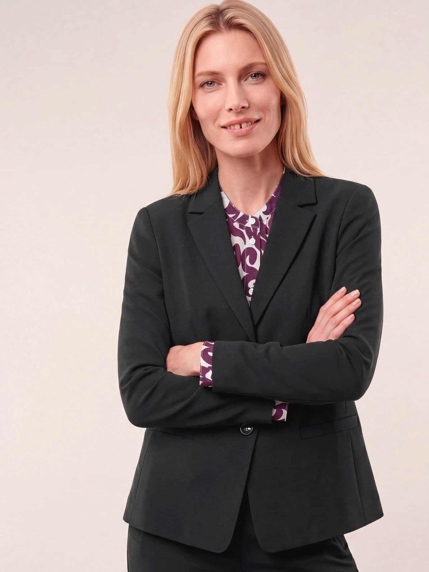 Walbusch Jackenblazer Damen Kofferblazer Deluxe Reverskragen, modern, bügelfrei, atmungsaktiv, schnell trocknend
