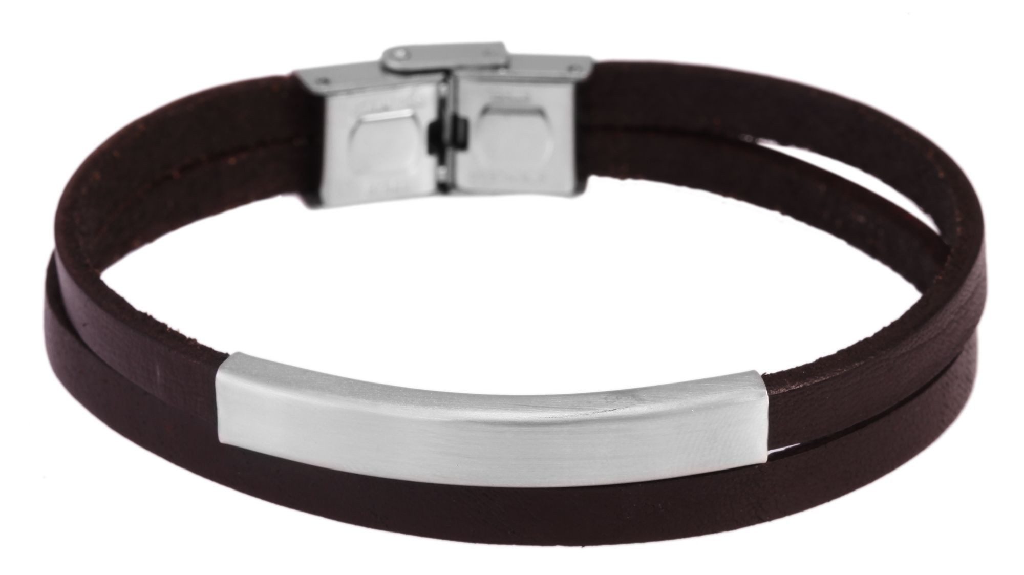 AKZENT Armband Aron Echtlederarmband mit Gravurplatte, Gravur, Edelstahl, 21 cm (Einzeln), Damen Armband