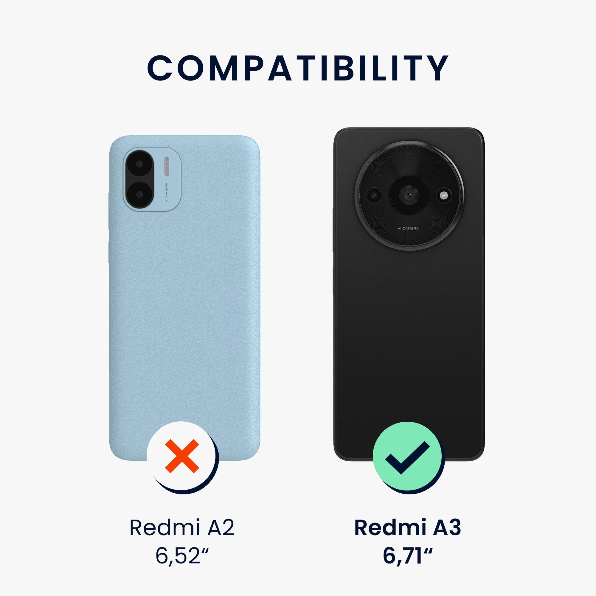 kwmobile Smartphone-Hülle Hülle für Xiaomi Redmi A3 Handyhülle - Silikon, Case mit Schutzfolie Kirschblütenblätter Design